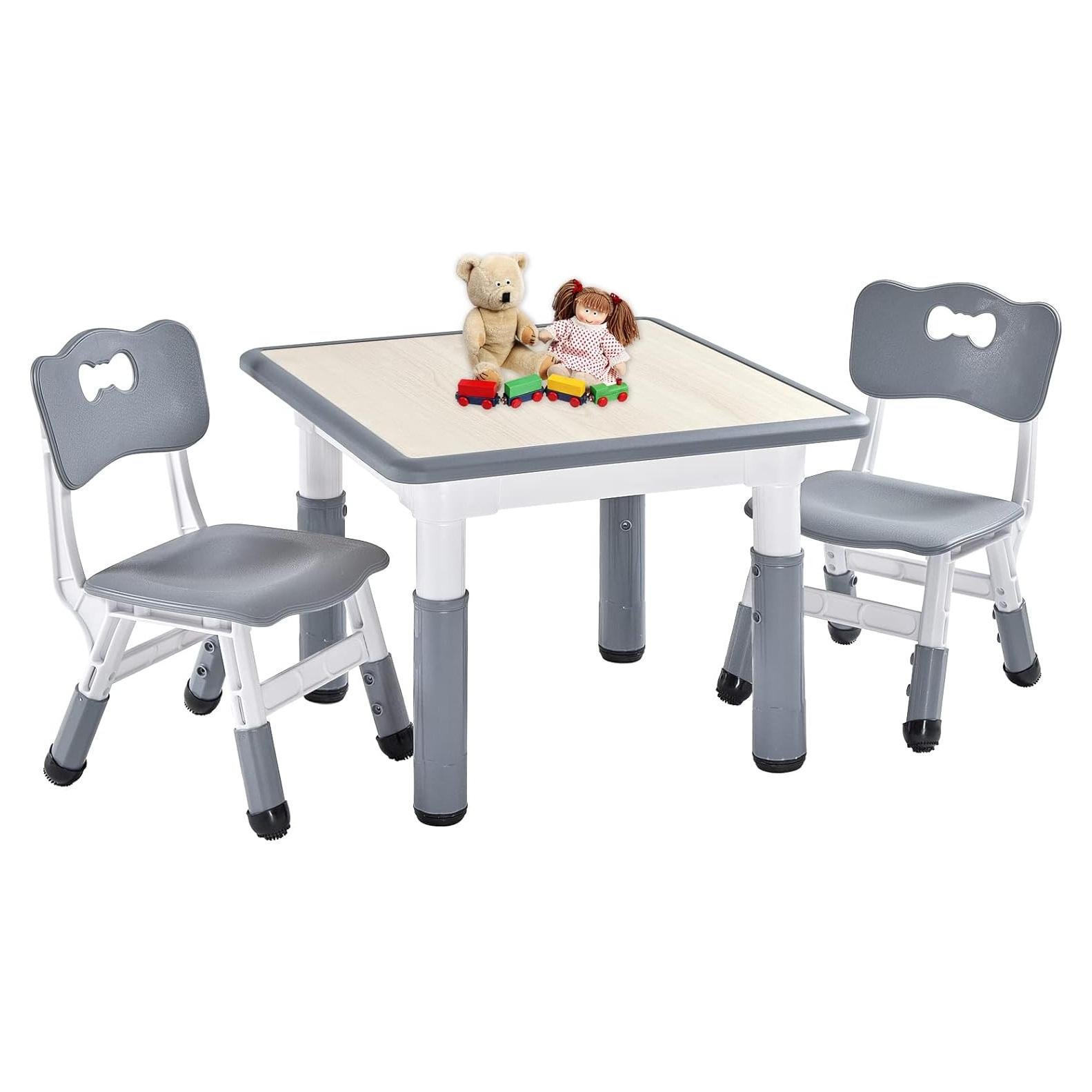 Conjunto de Mesa y 2 Sillas FUNLIO Ajustable para Niños 3-8 Años