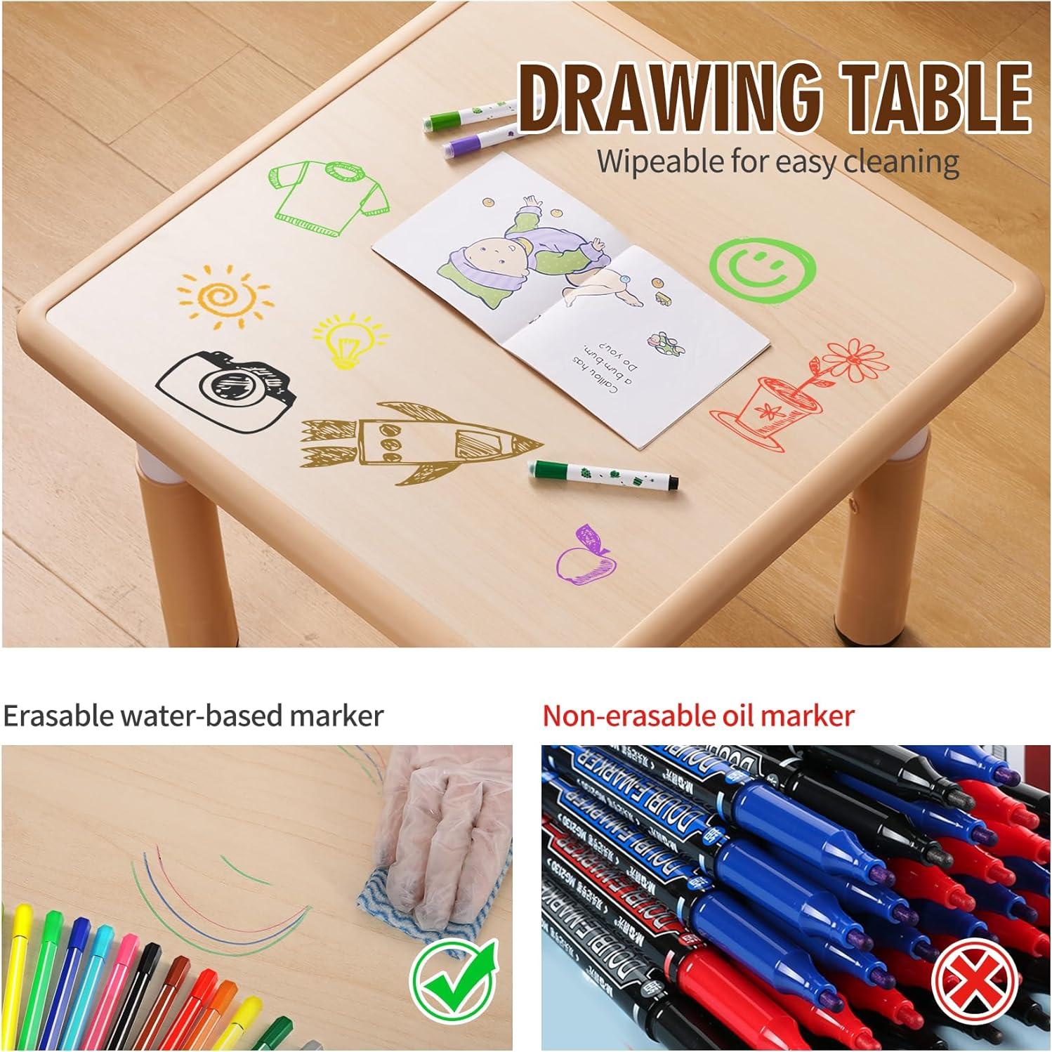 Conjunto de Mesa y Sillas UNICOO Ajustable para Niños 2-8 Años