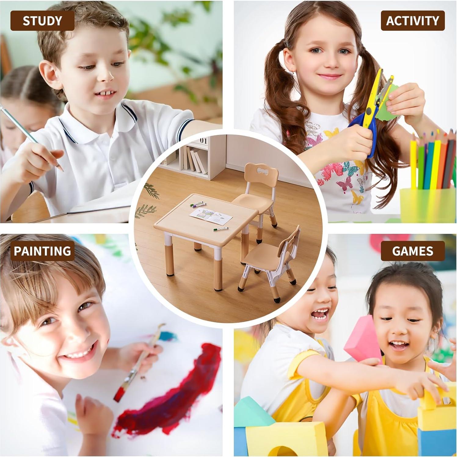 Conjunto de Mesa y Sillas UNICOO Ajustable para Niños 2-8 Años