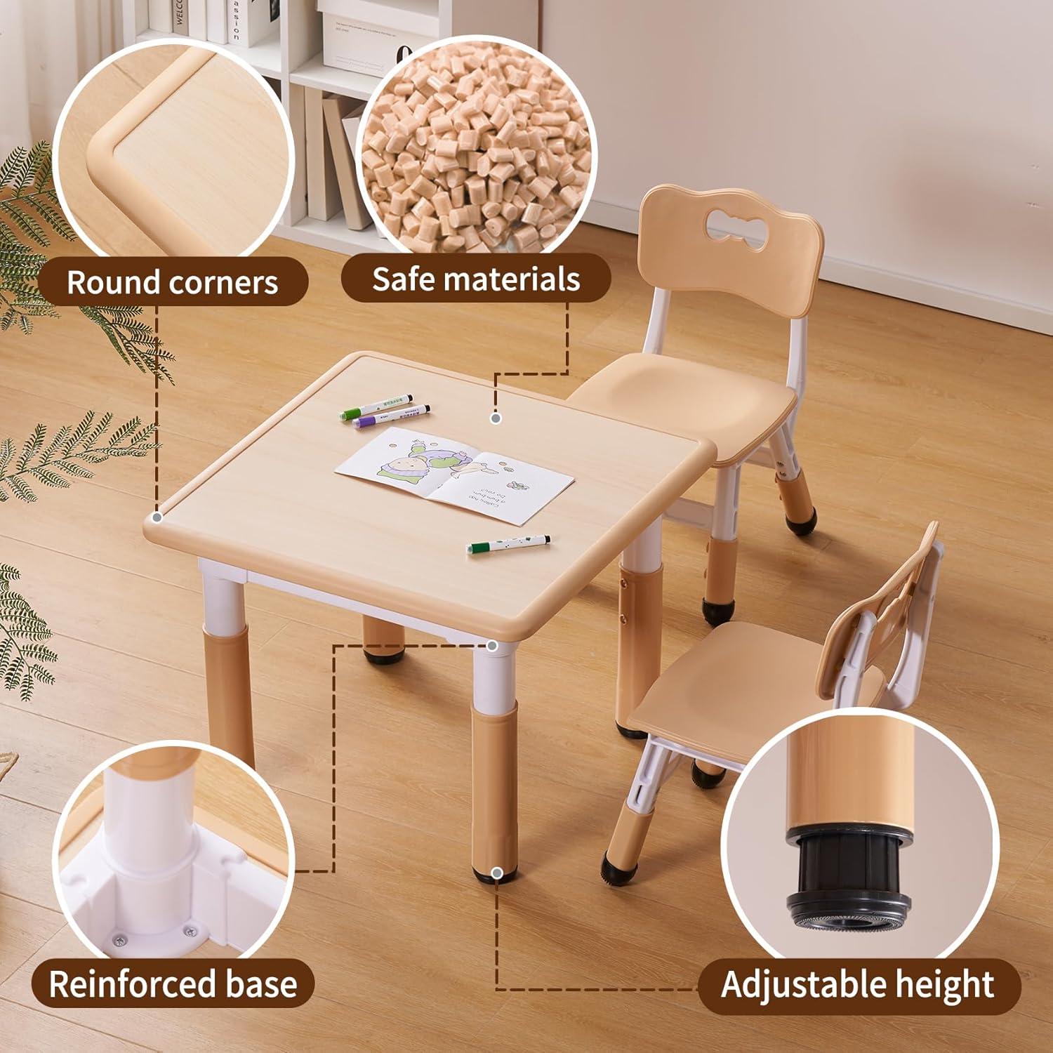 Conjunto de Mesa y Sillas UNICOO Ajustable para Niños 2-8 Años