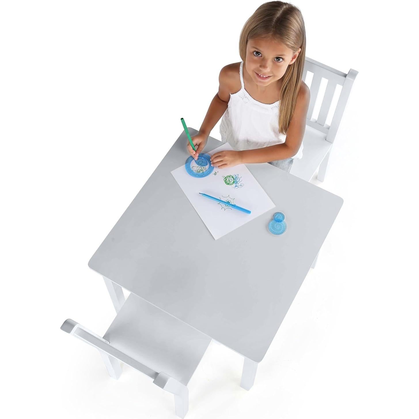 Conjunto de Mesa y 2 Sillas de Madera Tot Tutors Blanco