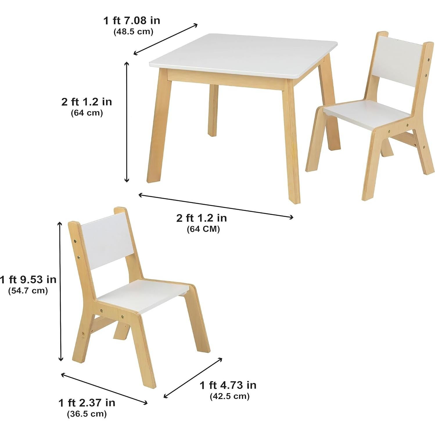 Conjunto de Mesa y 2 Sillas KidKraft Madera Blanca 64cm