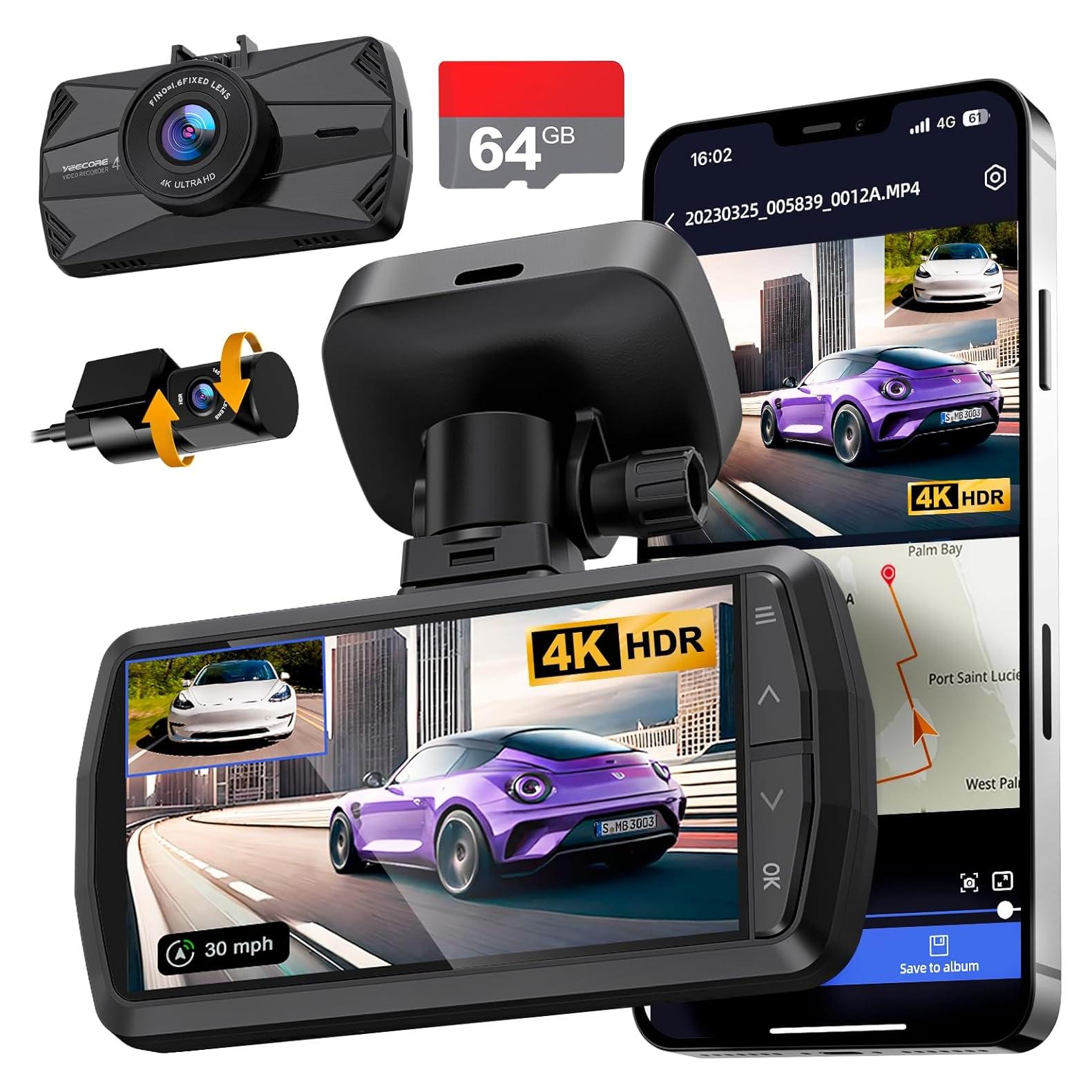 Cámara Dash YEECORE H22 4K+1080P Doble con GPS y WiFi