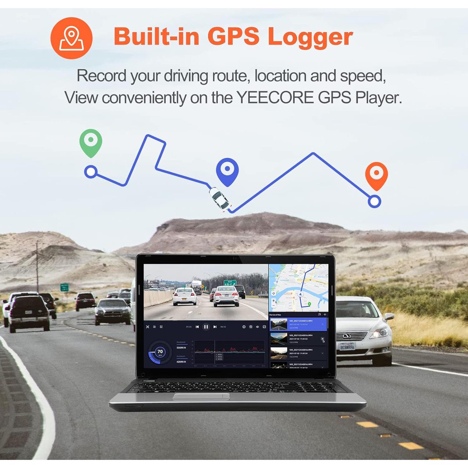 Cámara Dash YEECORE H22 4K+1080P Doble con GPS y WiFi