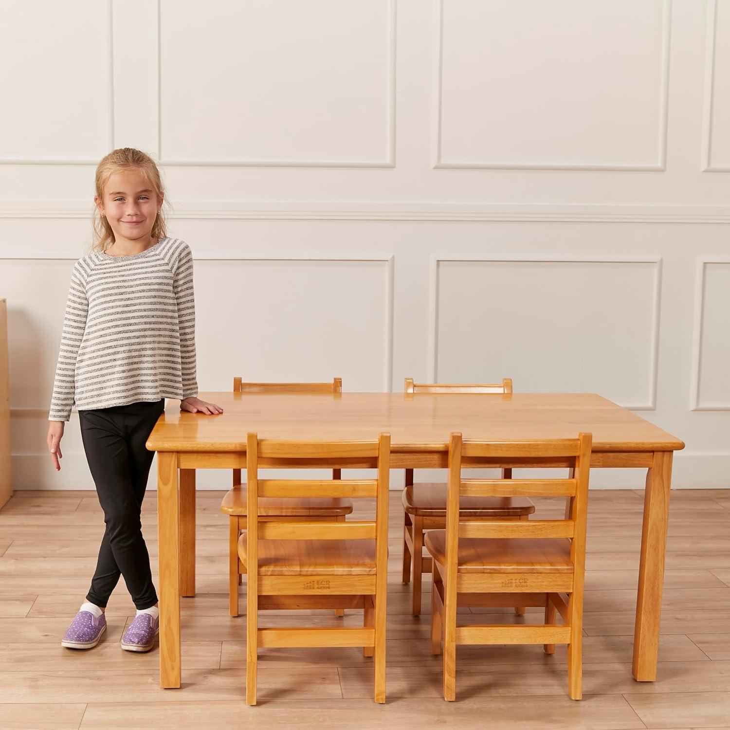 Mesa Rectangular de Madera Dura ECR4Kids 76x122cm Miel
