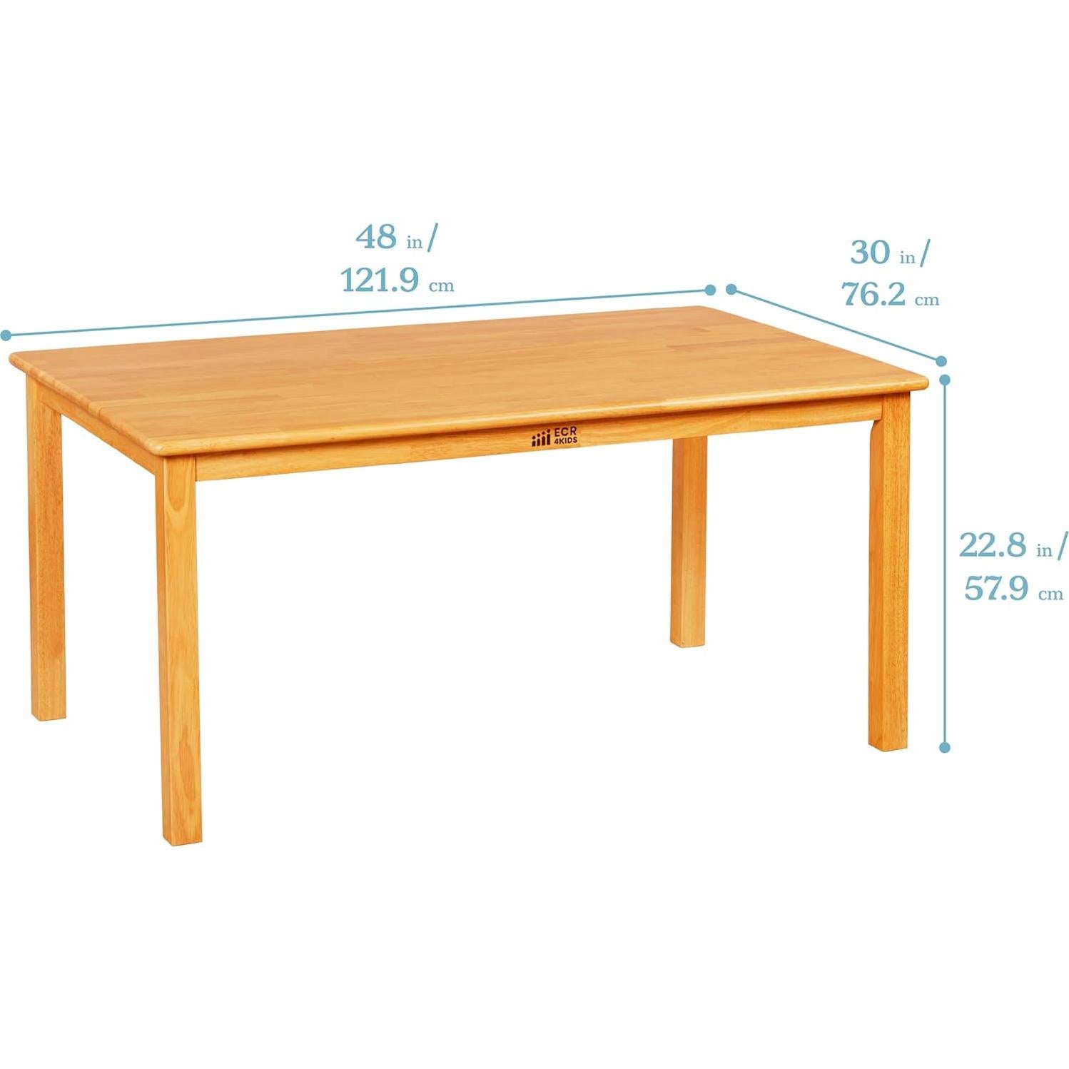 Mesa Rectangular de Madera Dura ECR4Kids 76x122cm Miel