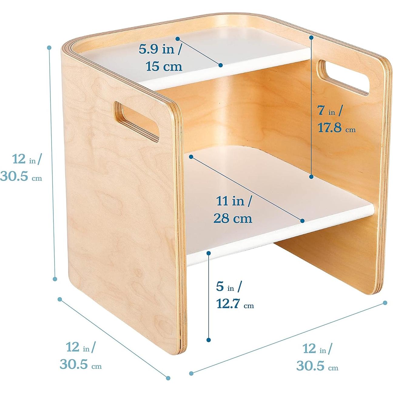 Silla Multifuncional ECR4Kids Bentwood Natural/Blanco 30.48cm