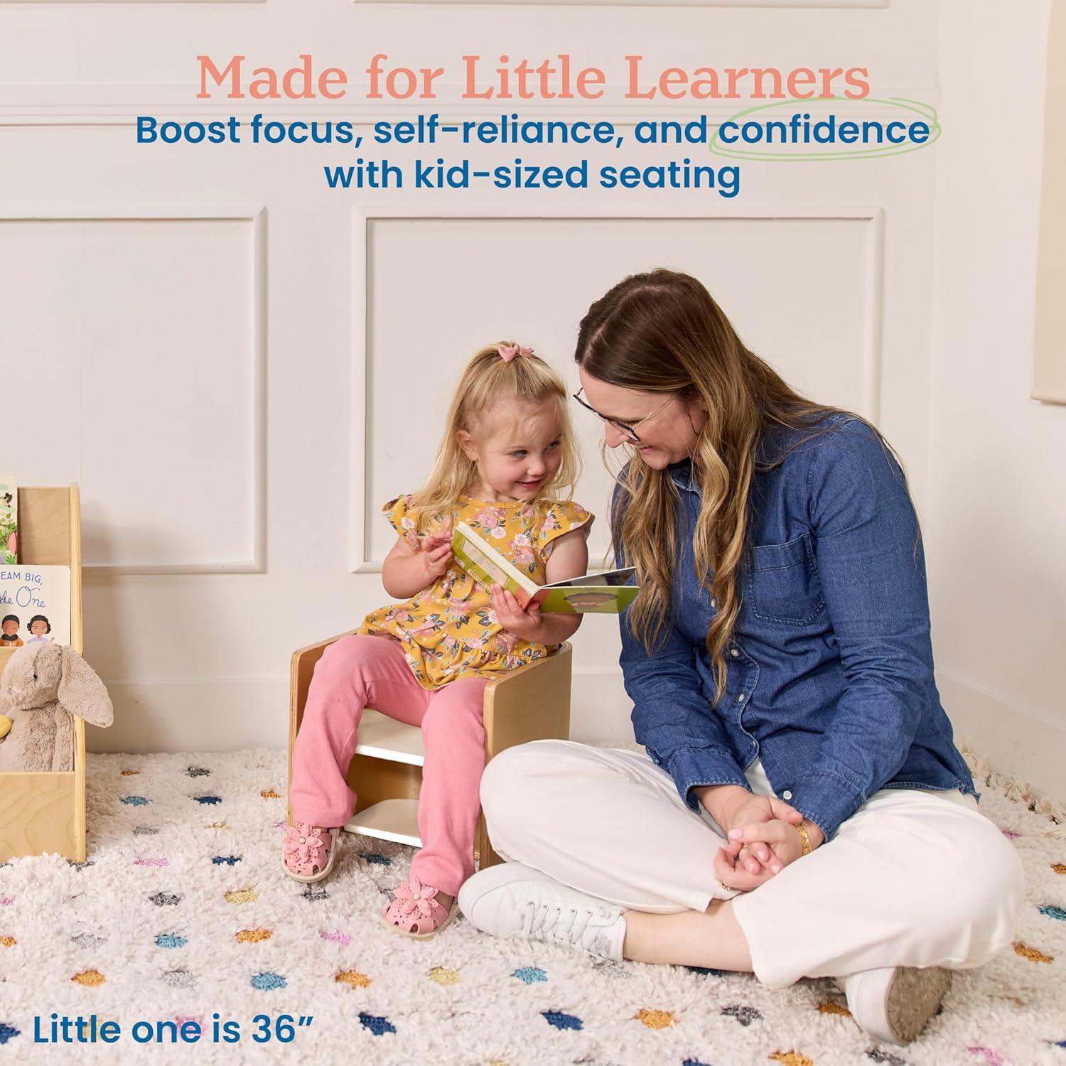 Silla Multifuncional ECR4Kids Bentwood Natural/Blanco 30.48cm