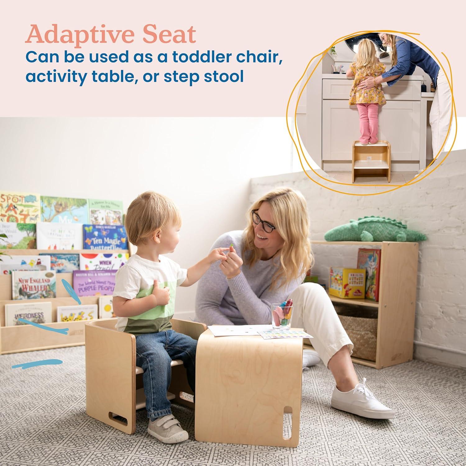 Silla Multifuncional ECR4Kids Bentwood Natural/Blanco 30.48cm