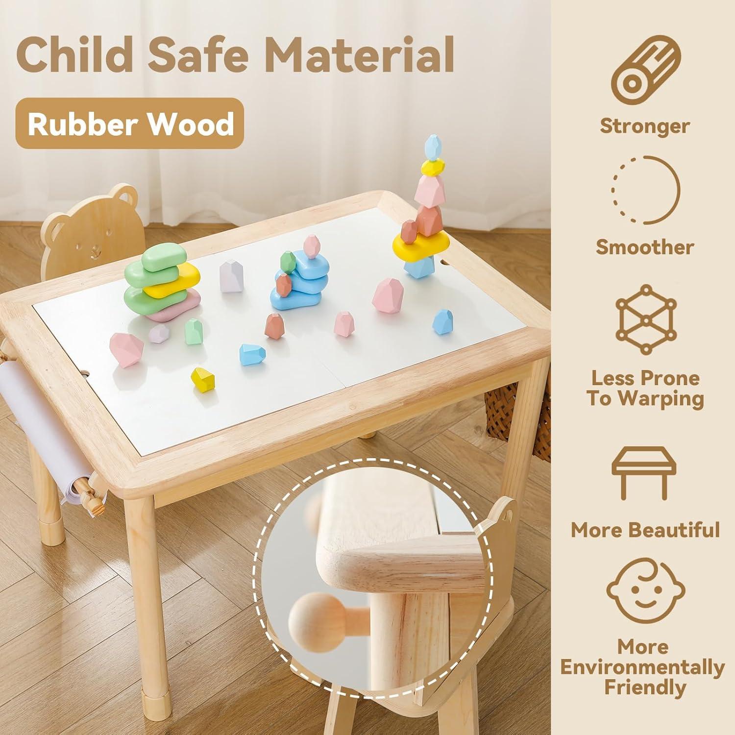 Mesa Sensorial Montessori de Madera Caucho IEATFO - 5 Inserts