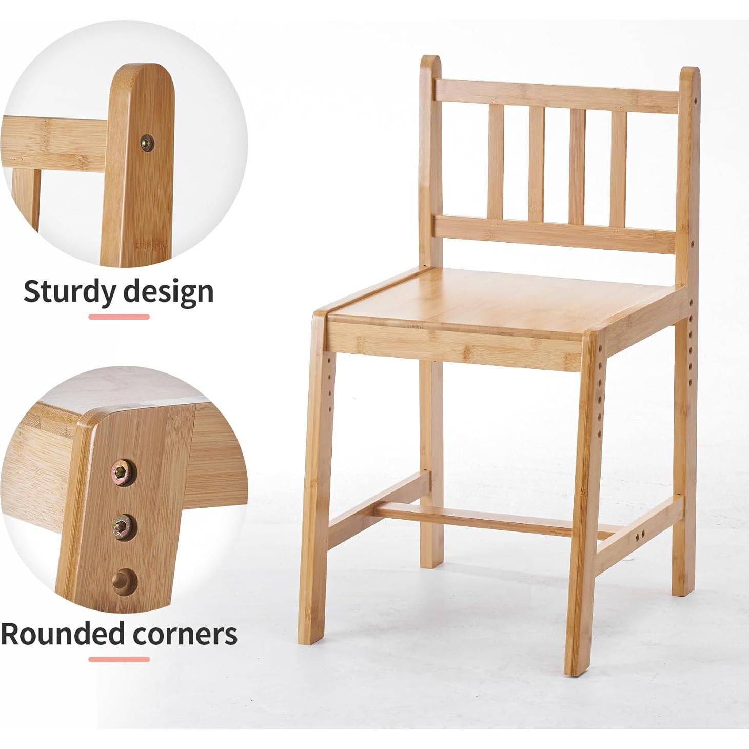 Conjunto de Escritorio y Silla UNICOO para Niños - Bambú Ajustable