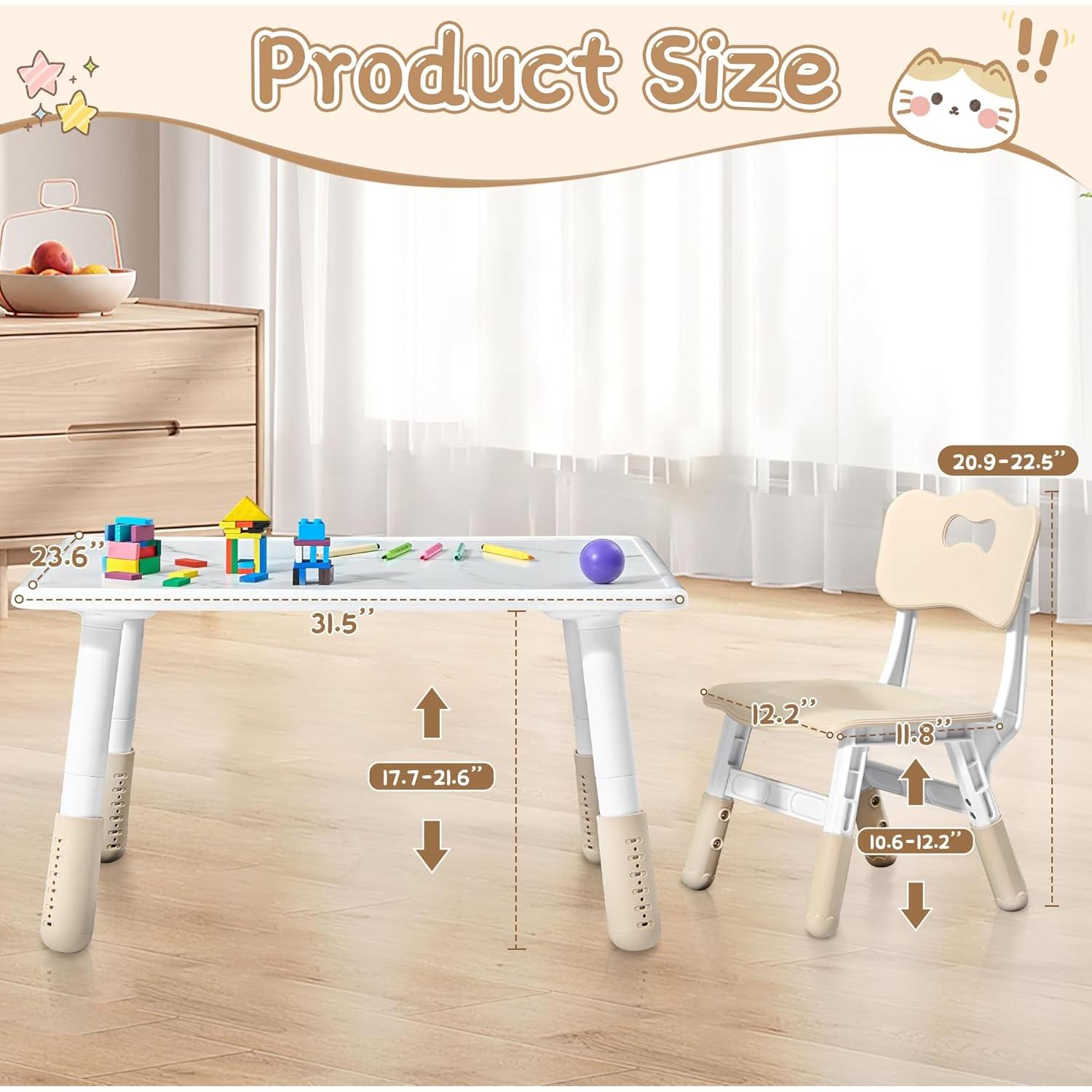 Juego de Mesa y Sillas Ajustables SwemDec para Niños 3-8 Años