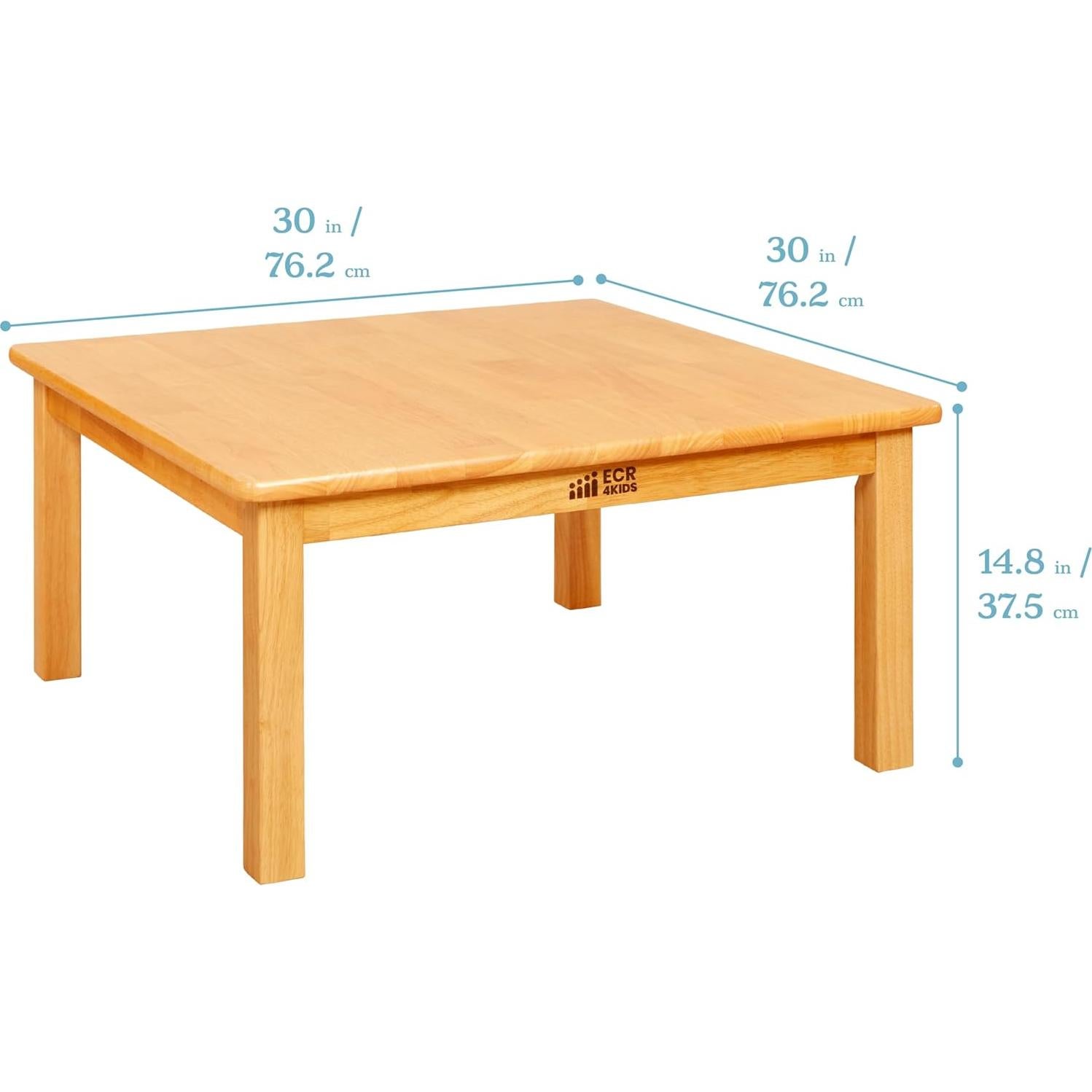Mesa Cuadrada de Madera Dura ECR4Kids 76x76cm Miel