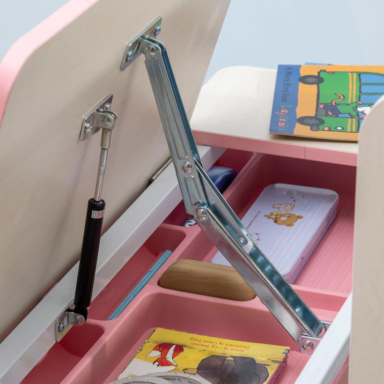 Escritorio de Estudio Qaba Rosa Ajustable para Niños 50-71 cm