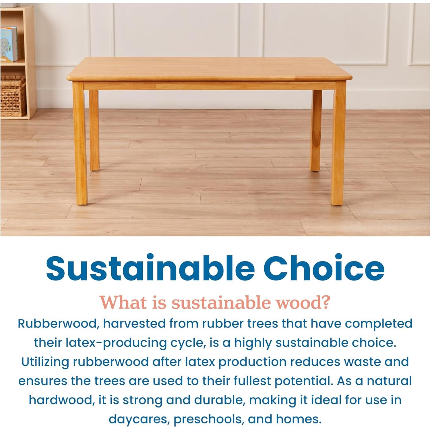 Mesa Rectangular de Madera Dura ECR4Kids 122x61cm Miel