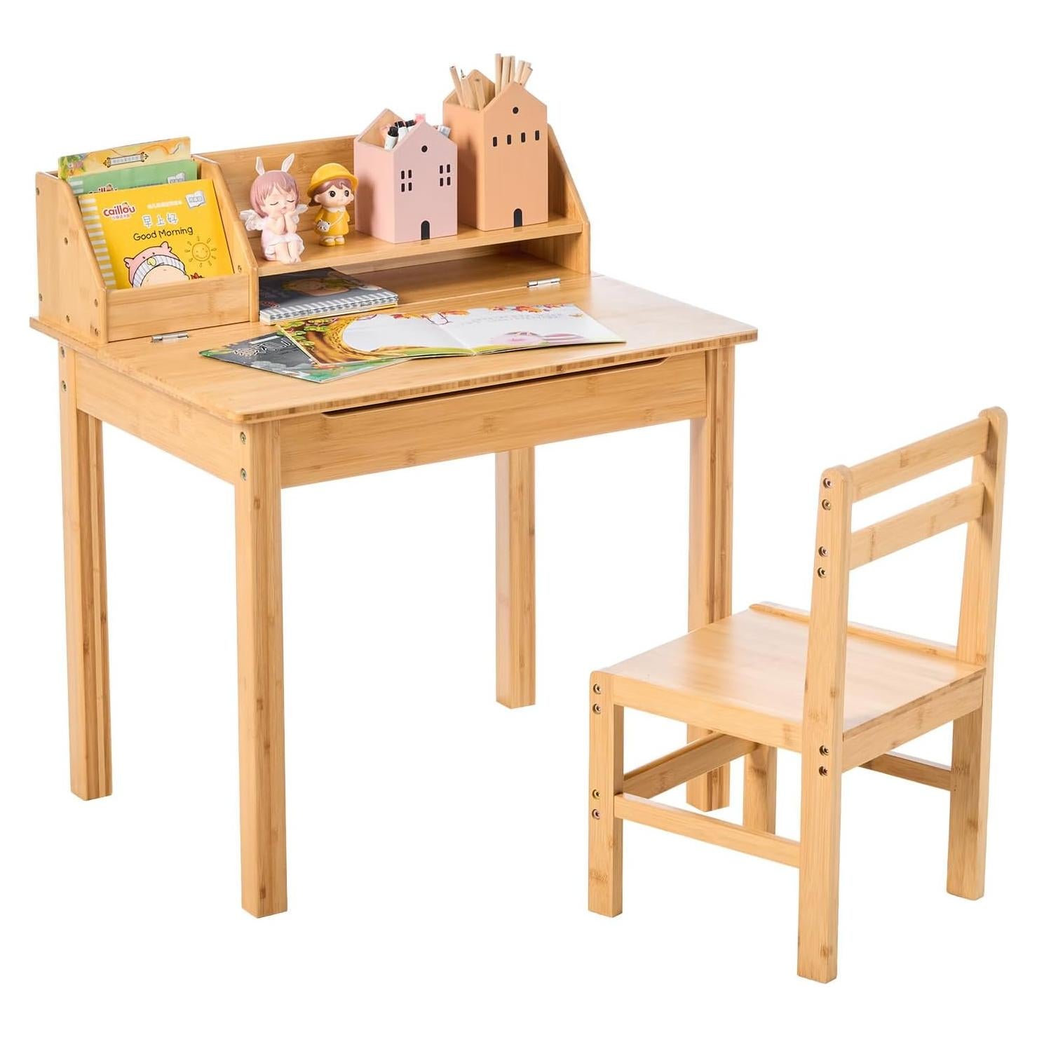 Conjunto de Escritorio y Silla Infantil UNICOO de Bambú 60x45cm