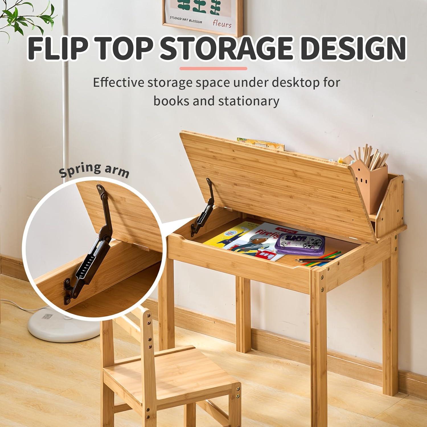 Conjunto de Escritorio y Silla Infantil UNICOO de Bambú 60x45cm