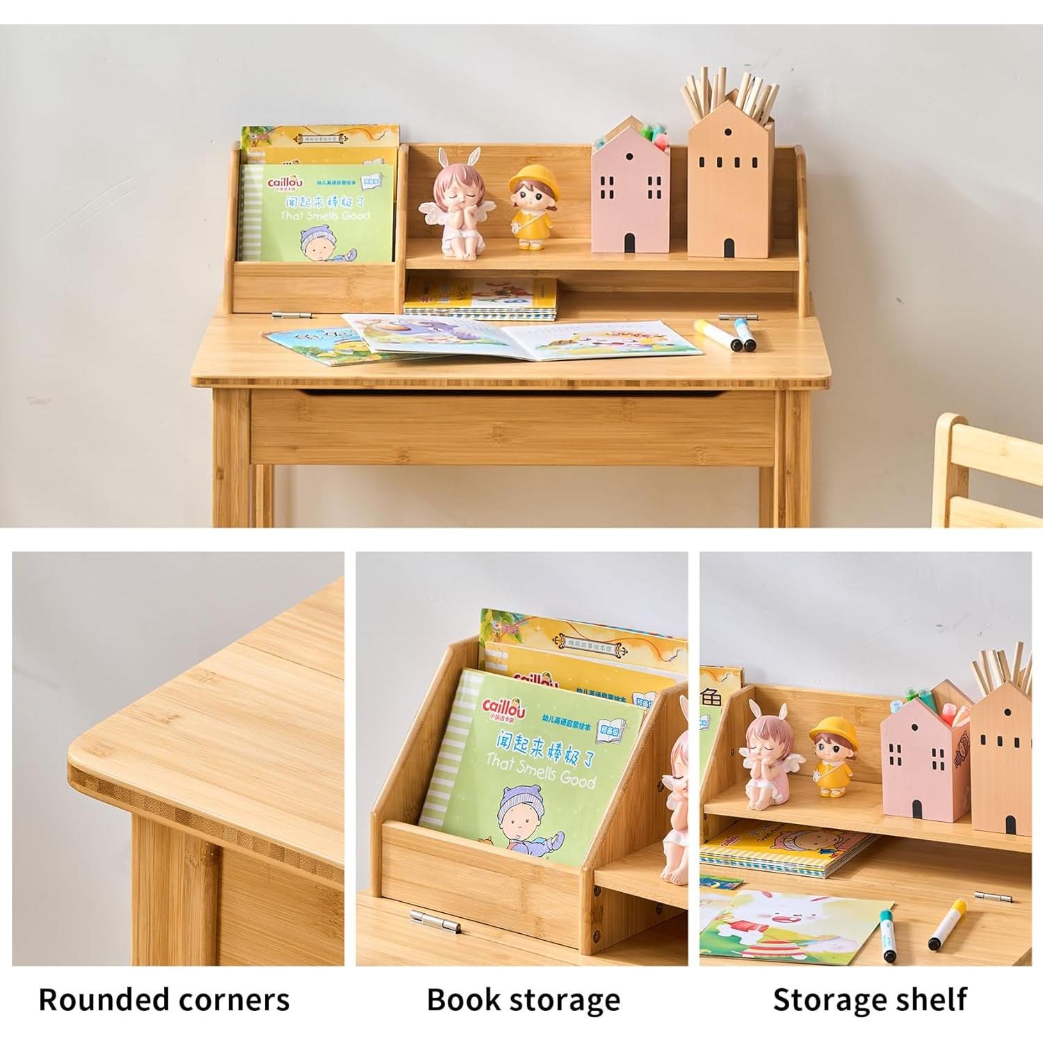 Conjunto de Escritorio y Silla Infantil UNICOO de Bambú 60x45cm