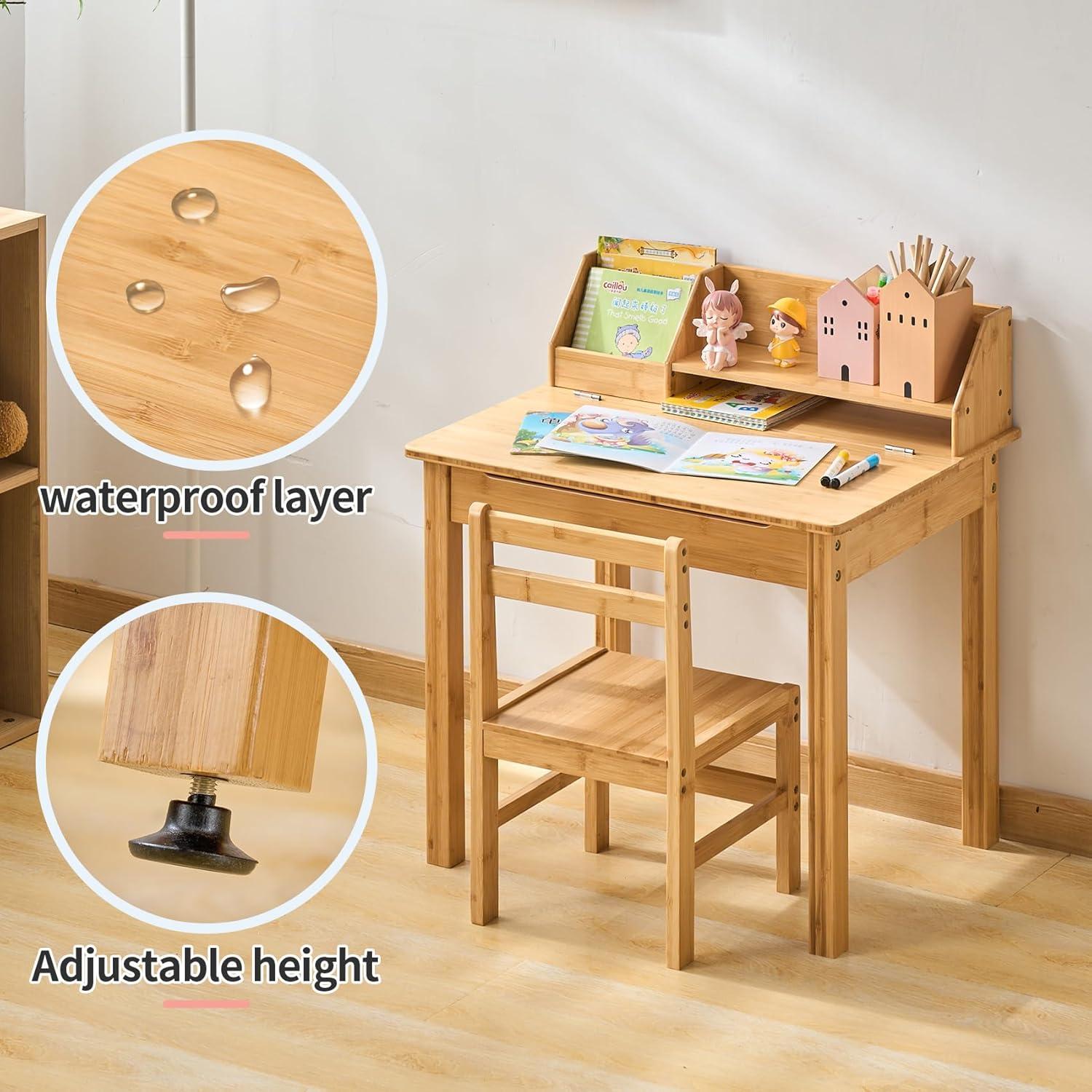 Conjunto de Escritorio y Silla Infantil UNICOO de Bambú 60x45cm