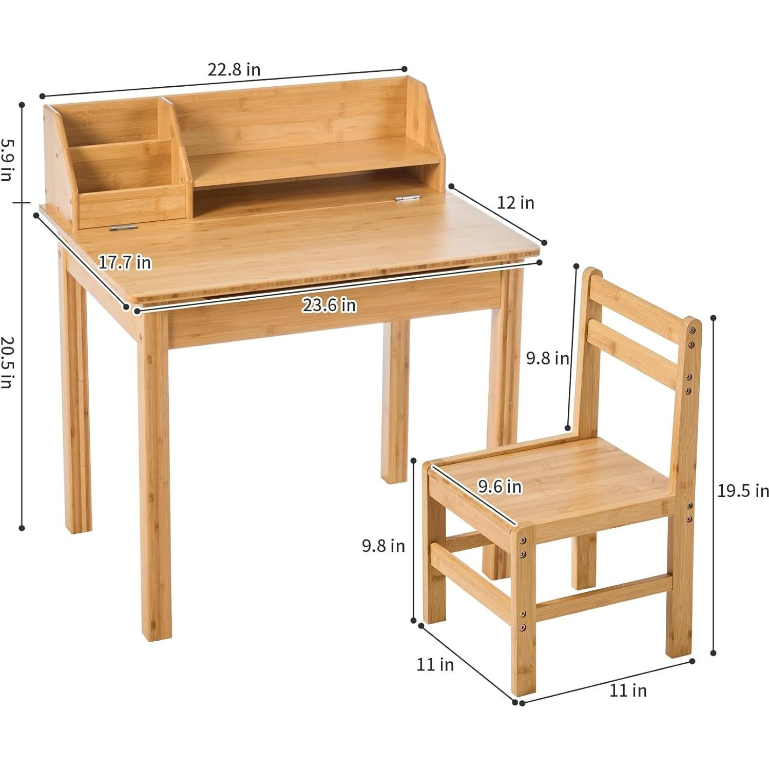 Conjunto de Escritorio y Silla Infantil UNICOO de Bambú 60x45cm