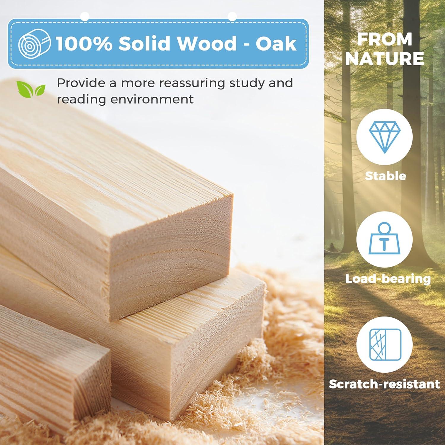 Conjunto Escritorio y Silla DELAVIN 100 cm Madera Maciza Nogal