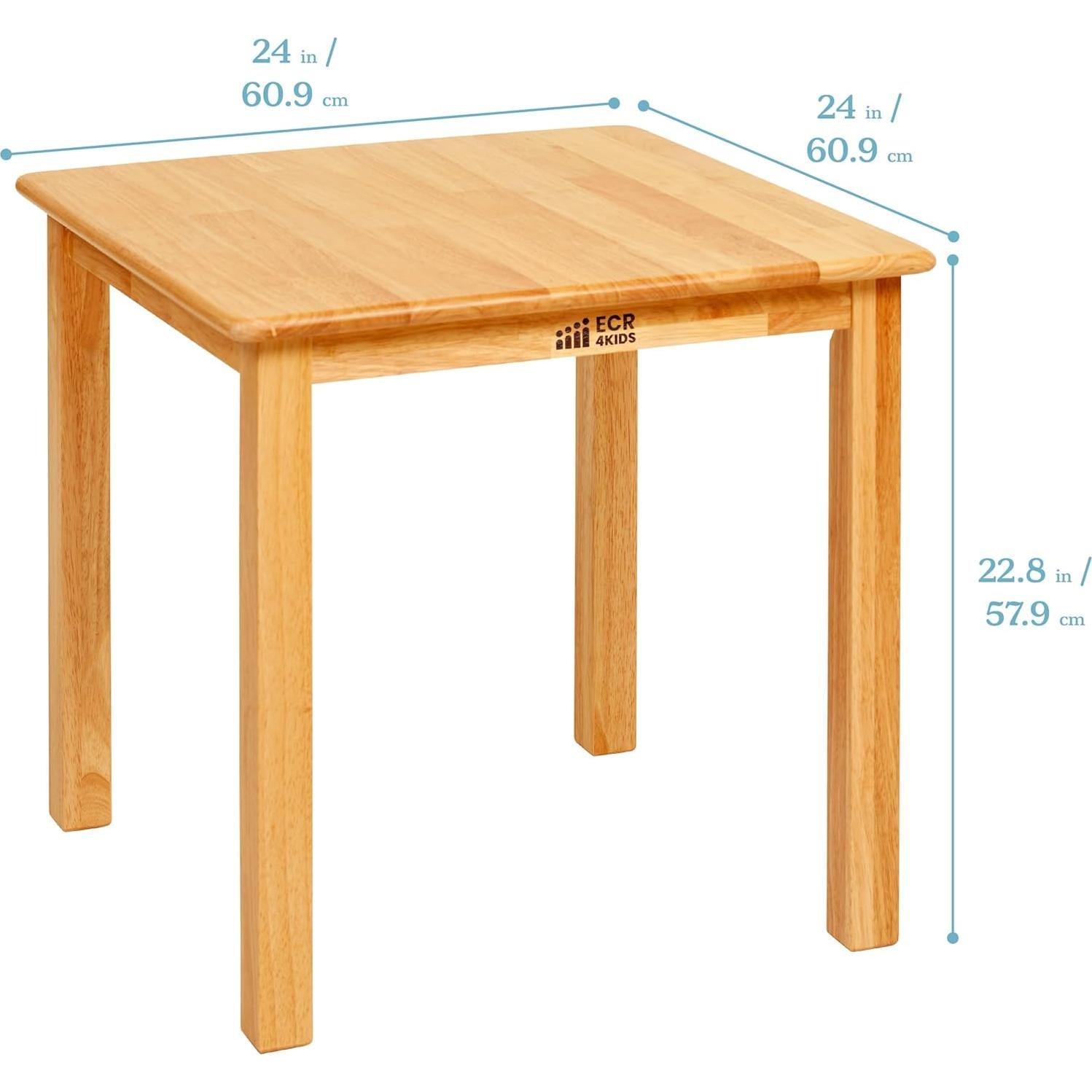 Mesa Cuadrada Infantil ECR4Kids de Madera Dura Miel 61cm