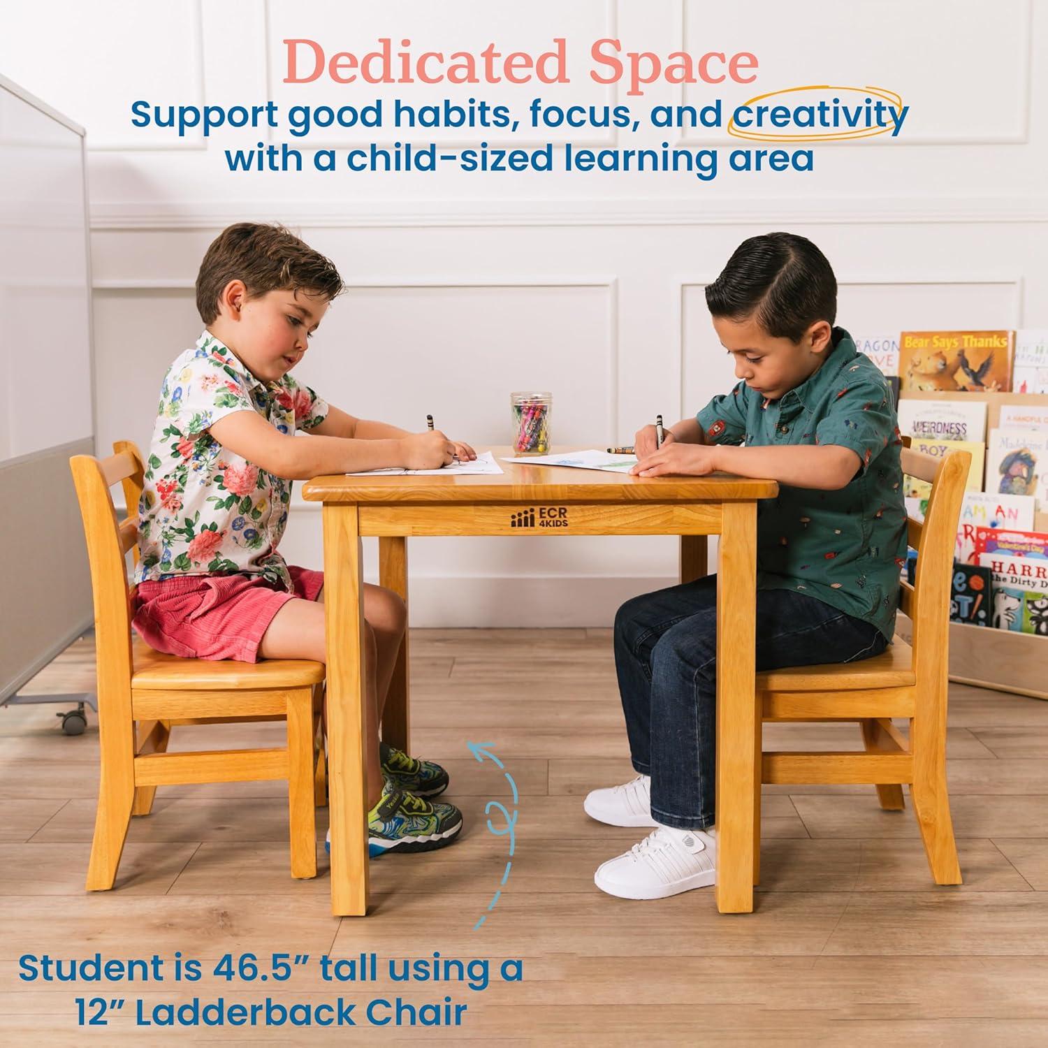 Mesa Cuadrada Infantil ECR4Kids de Madera Dura Miel 61cm