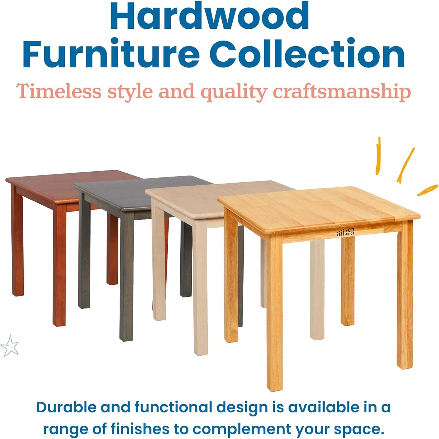 Mesa Cuadrada Infantil ECR4Kids de Madera Dura Miel 61cm