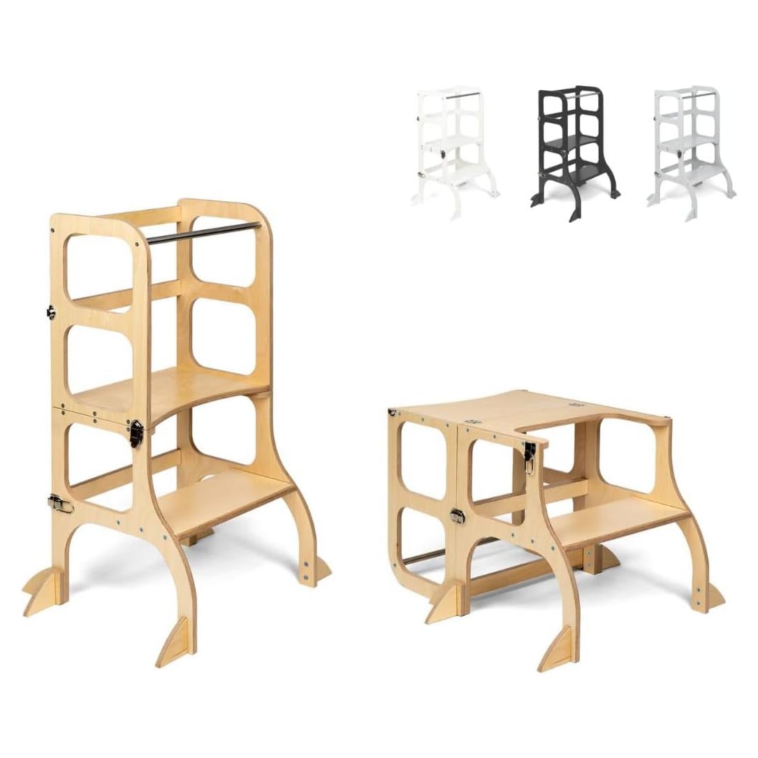 Torre de Ayuda Montessori Ette Tete Step'n'Sit 2-en-1 Madera