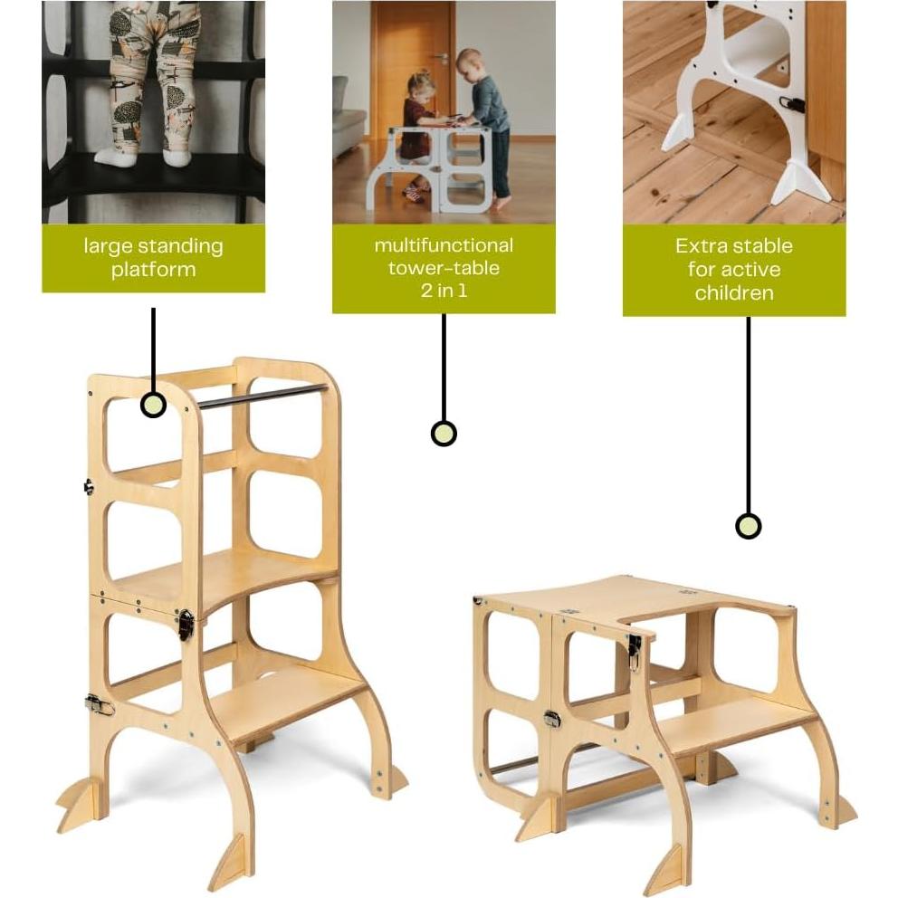 Torre de Ayuda Montessori Ette Tete Step'n'Sit 2-en-1 Madera