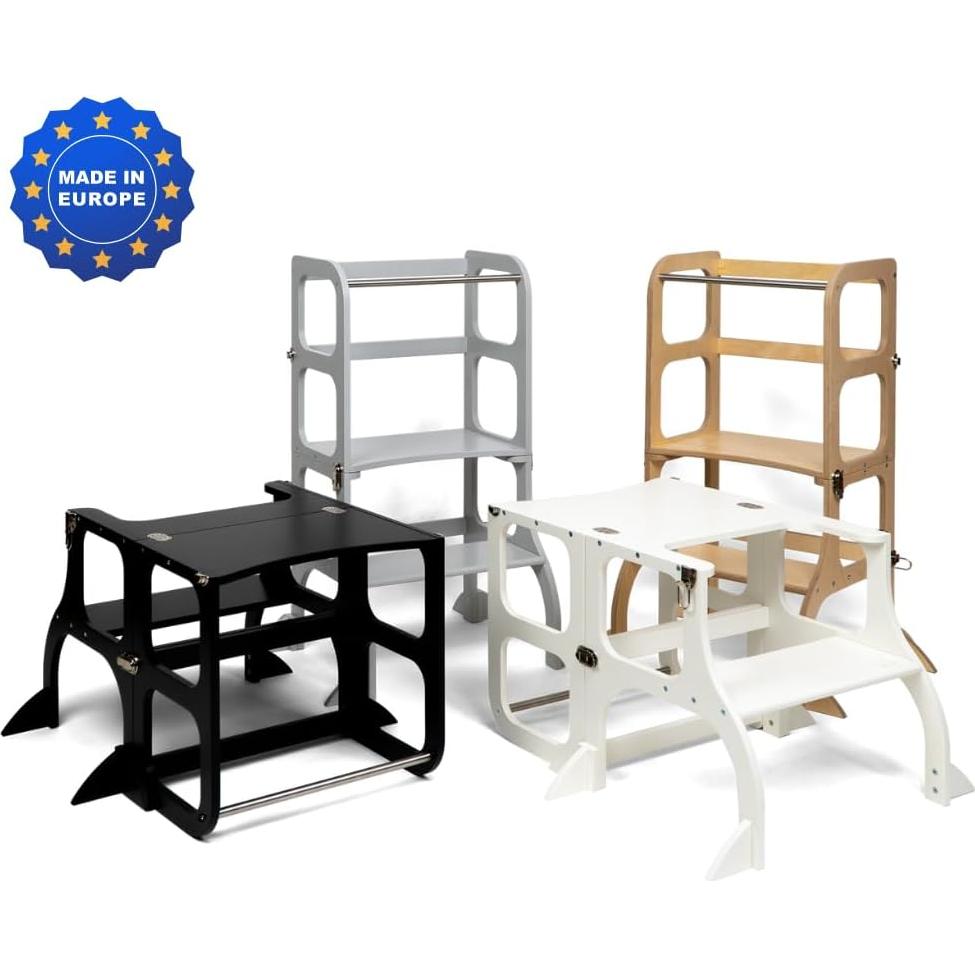 Torre de Ayuda Montessori Ette Tete Step'n'Sit 2-en-1 Madera