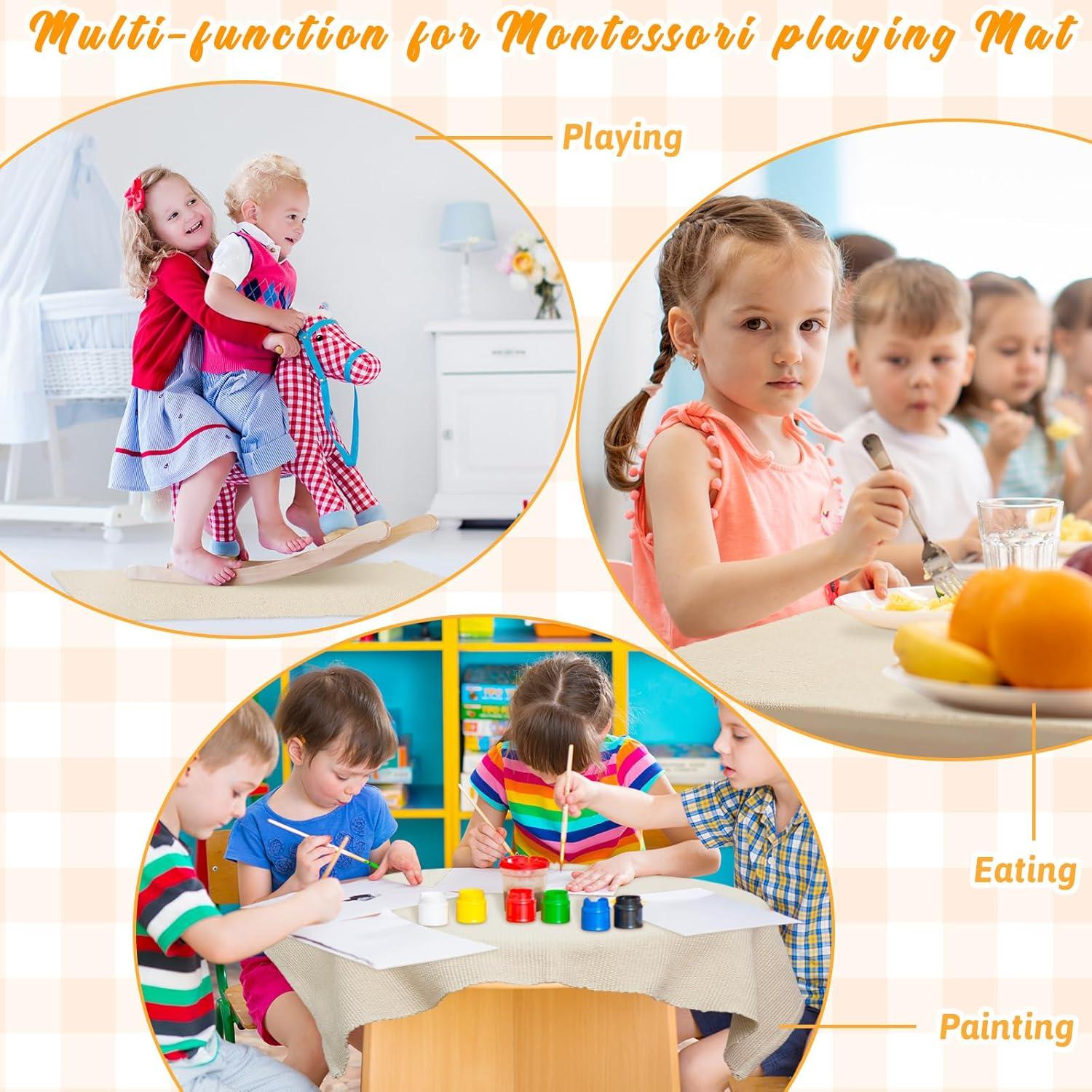 6 Alfombrillas Montessori VitalCozy Beige 60x40 cm Algodón