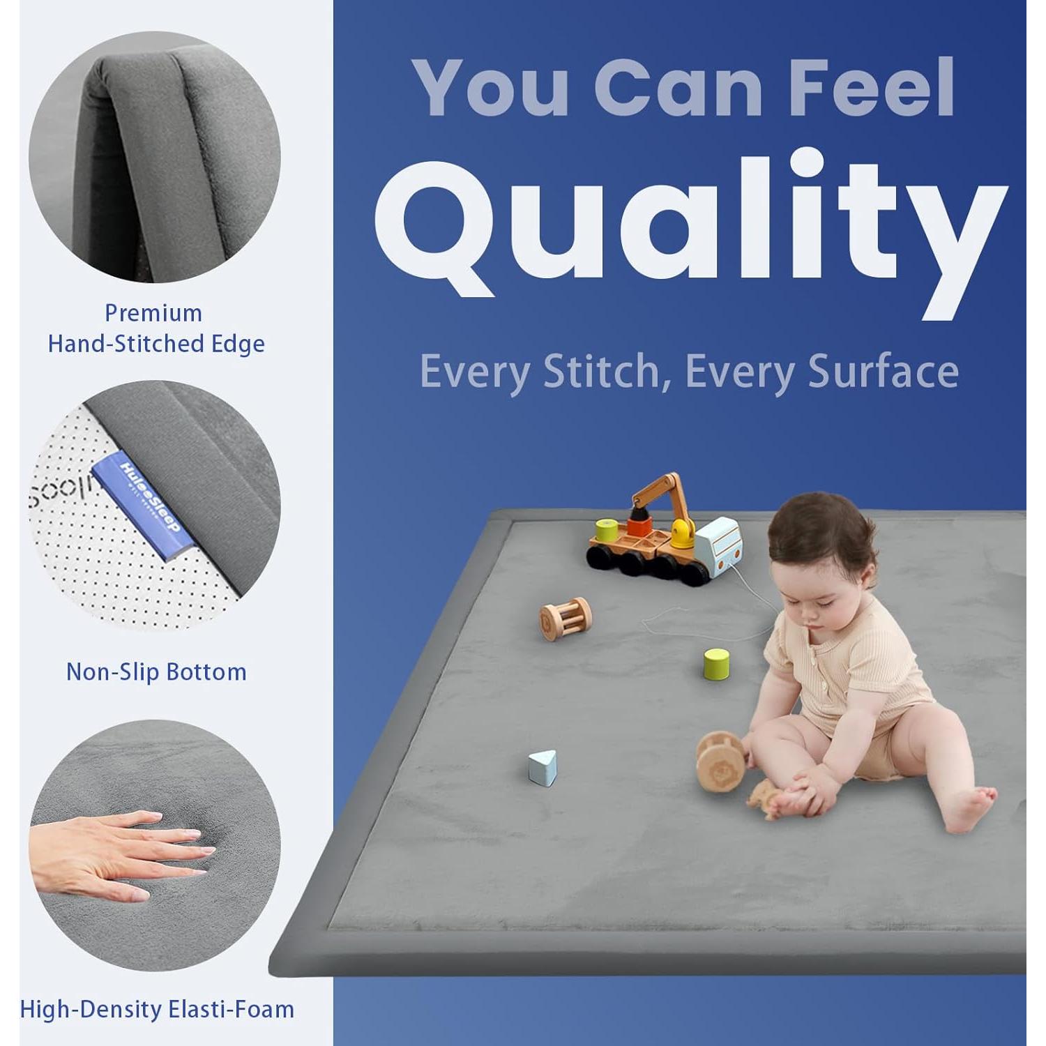 Alfombra de Juego para Bebés HulooSleep 200x150 cm Gris Oscuro