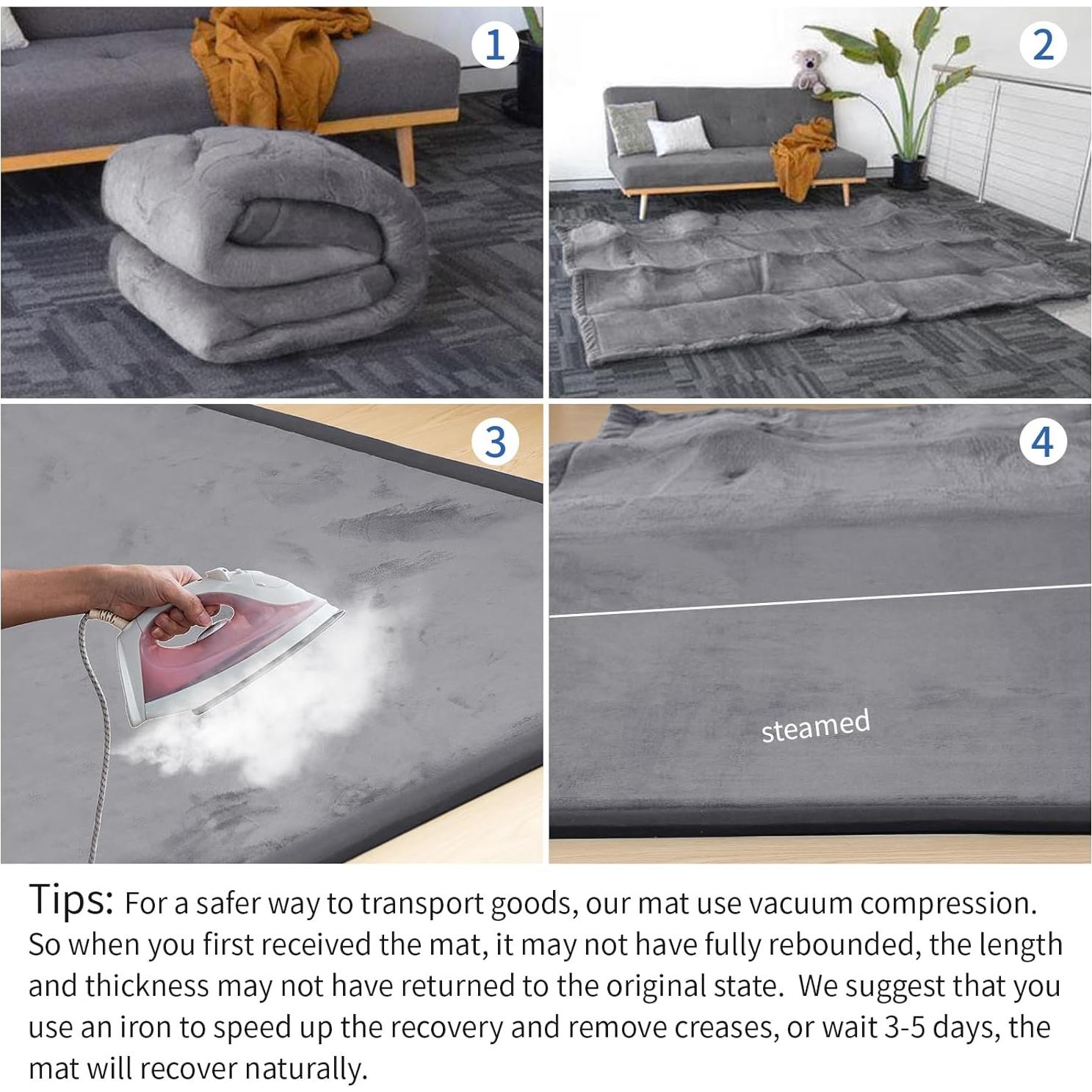 Alfombra de Juego para Bebés HulooSleep 200x150 cm Gris Oscuro