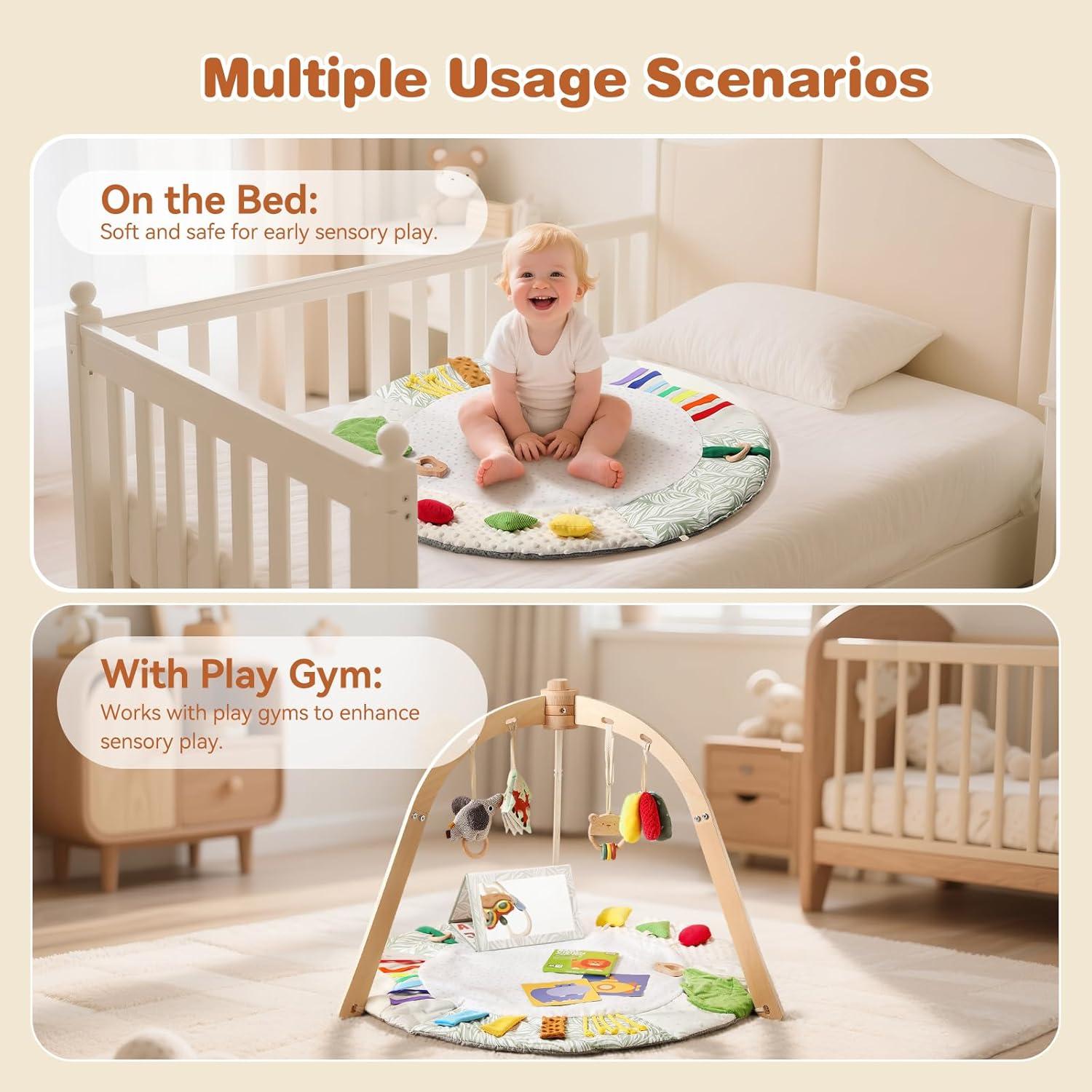 Alfombra de Juego Montessori 5 Zonas Desarrollo Sensorial Bebés