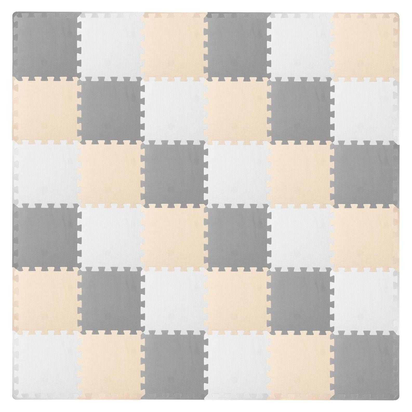 Alfombra de Juego ProSource Puzzle 36 Losas Blanco/Gris/Beige