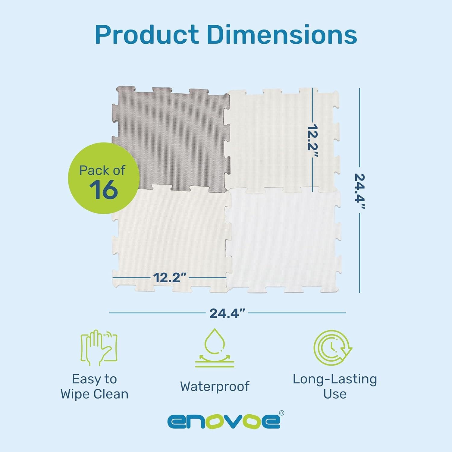 Alfombra de Juego para Bebés Enovoe - 16 Piezas EVA Acolchada