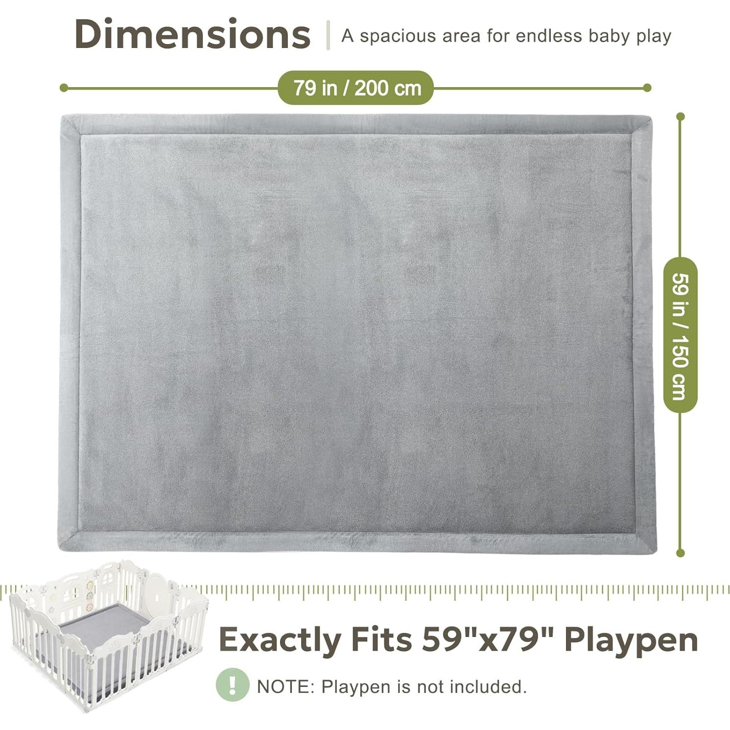 Alfombra de Juego Terciopelo 200x150 cm Antideslizante Gris