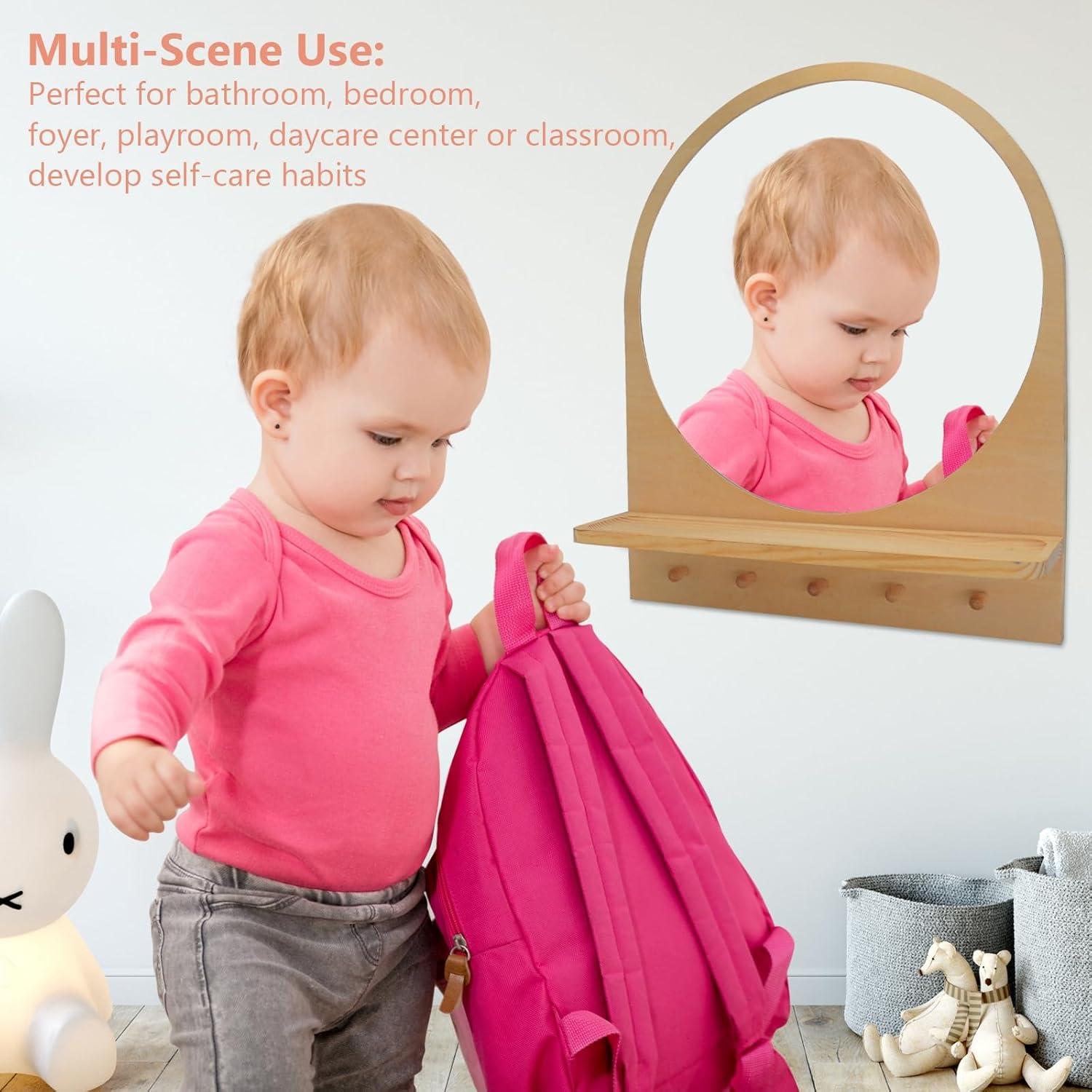 Espejo de Pared Irrompible Oranwell con Ganchos y Estante 36x43cm