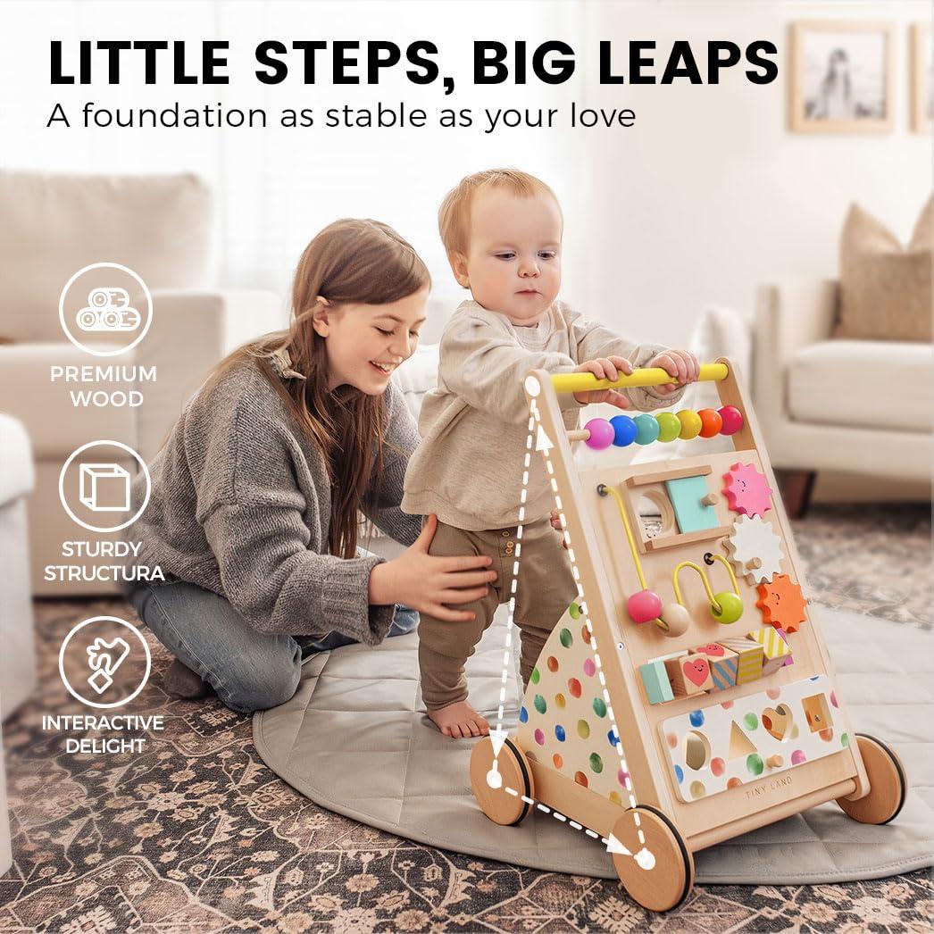 Caminador de Madera Tiny Land Arcoíris Ajustable para Bebés