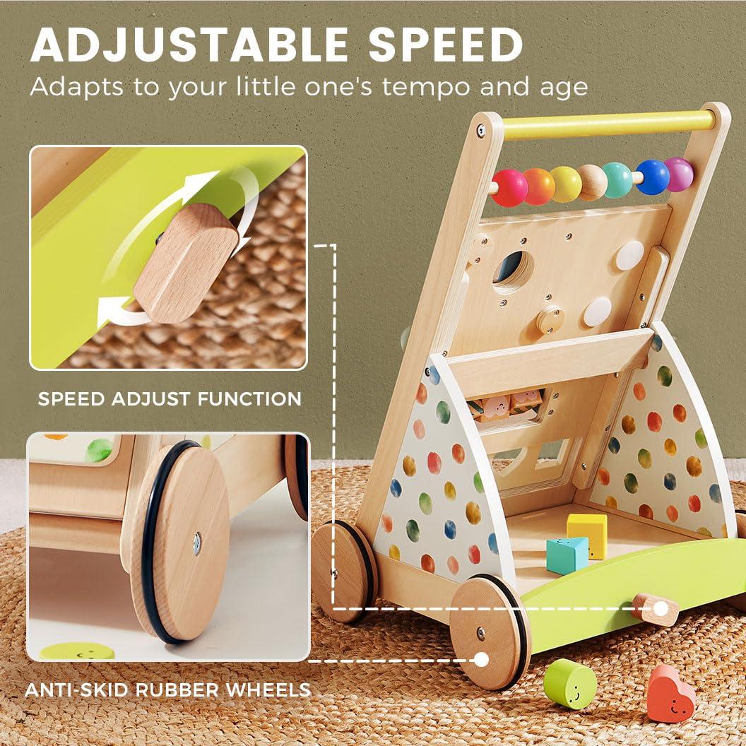 Caminador de Madera Tiny Land Arcoíris Ajustable para Bebés