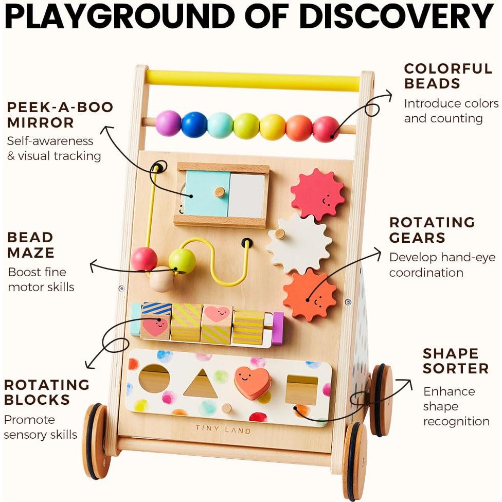 Caminador de Madera Tiny Land Arcoíris Ajustable para Bebés