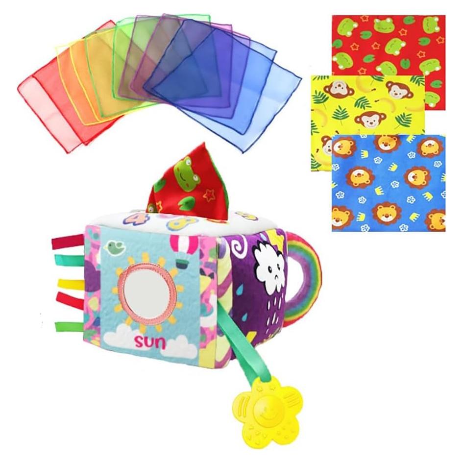 Juguete Sensorial para Bebés XINDI - Caja de Pañuelos 6-18 meses