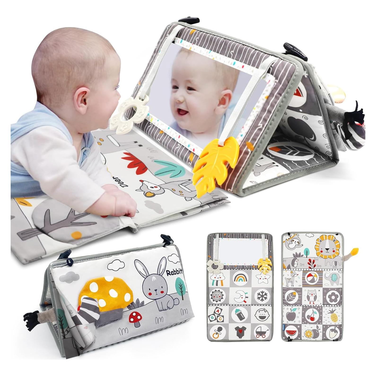 Espejo de Barriga para Bebés con Libro Sensorial y Mordedor