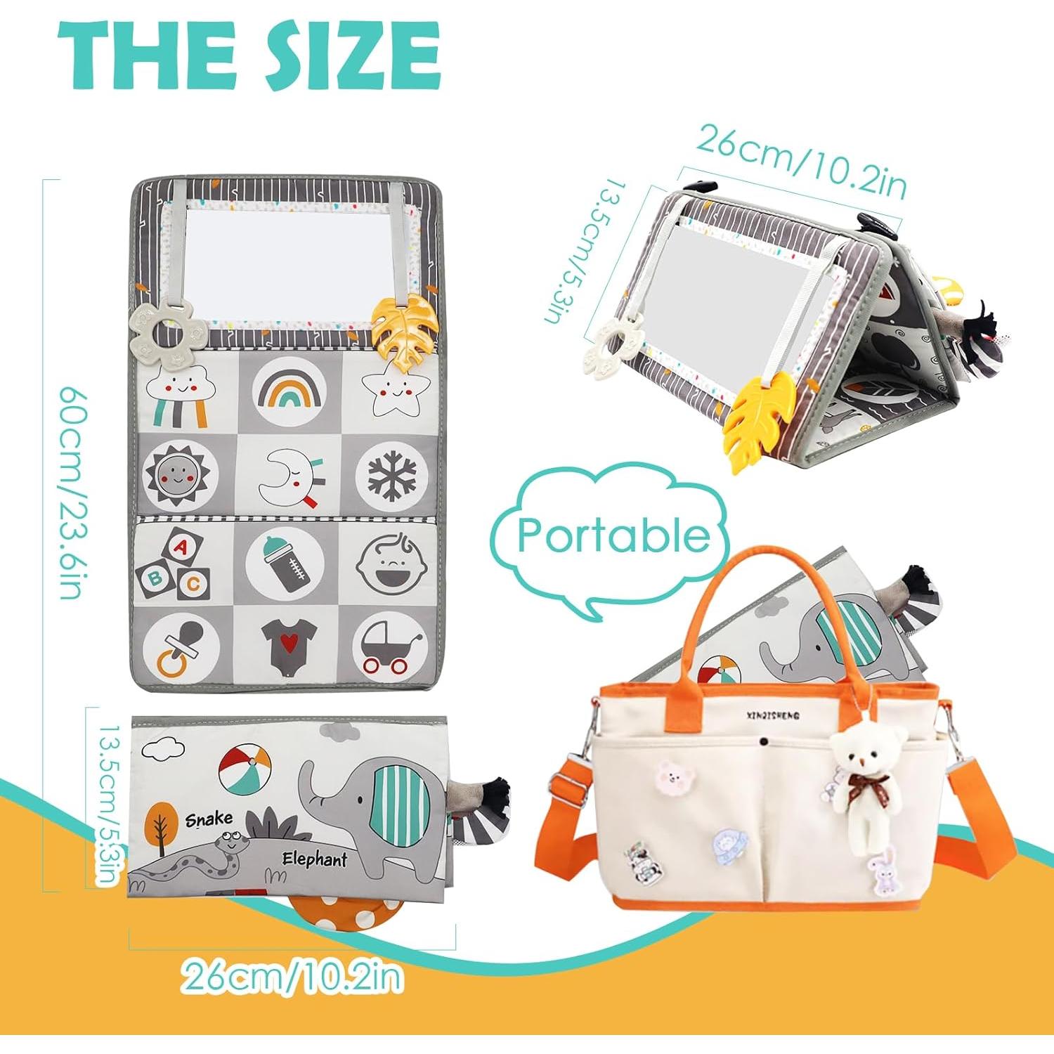 Espejo de Barriga para Bebés con Libro Sensorial y Mordedor