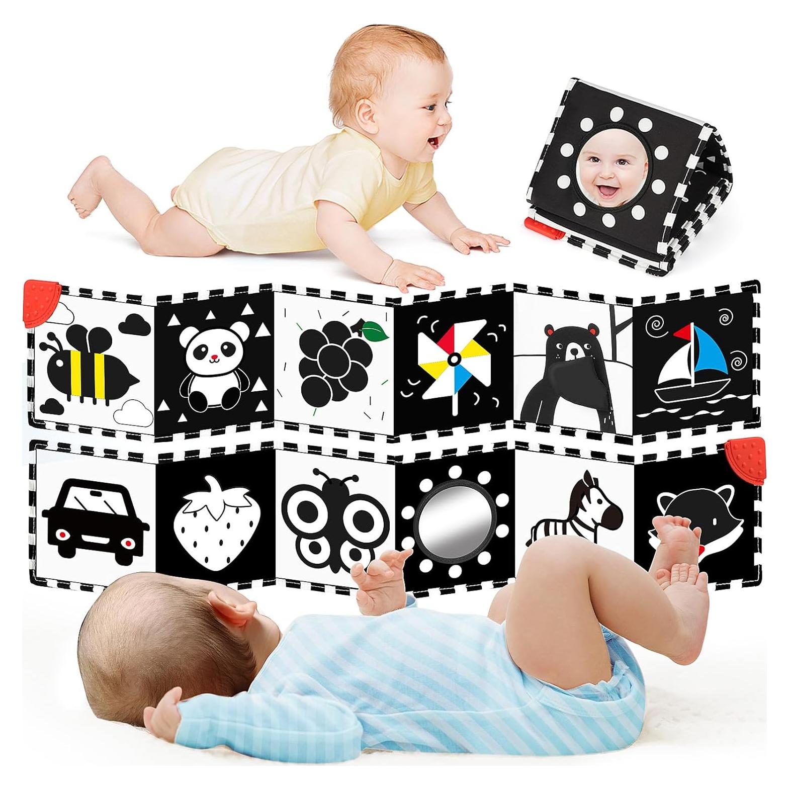 Libro Sensorial Suave BBWOO en Blanco y Negro para Bebés