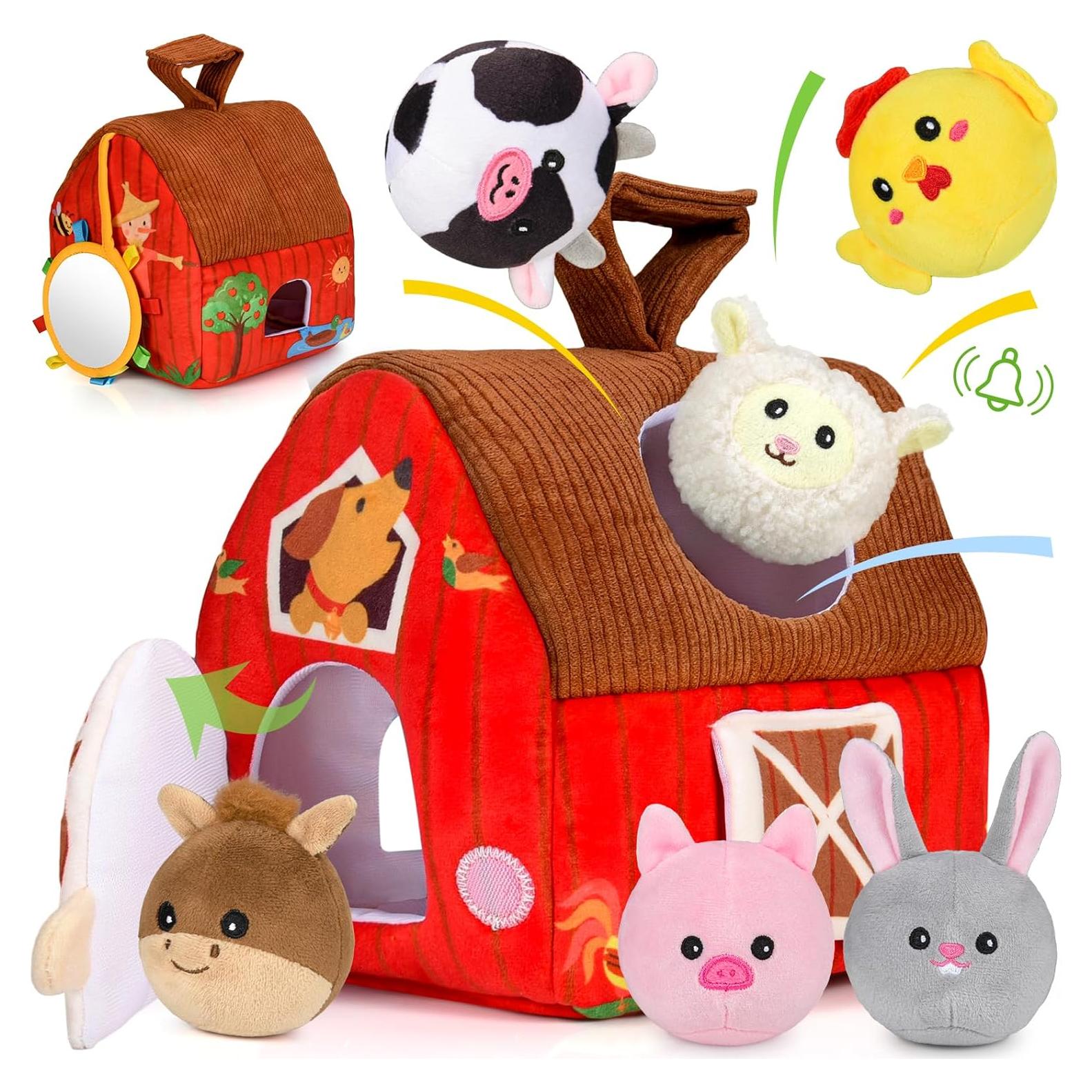 Juguete de Granja de Peluche Montessori para Bebés 6-12 Meses