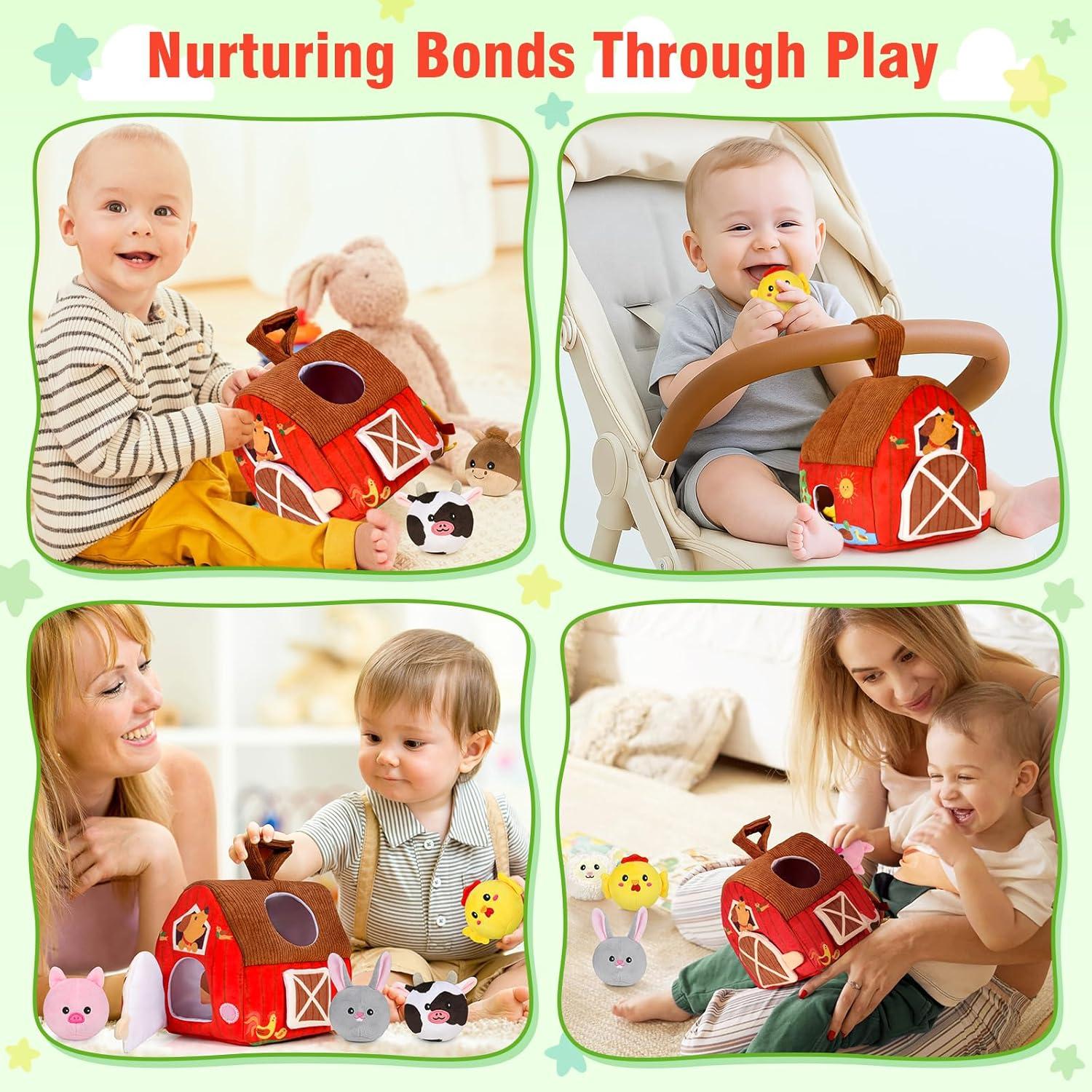 Juguete de Granja de Peluche Montessori para Bebés 6-12 Meses