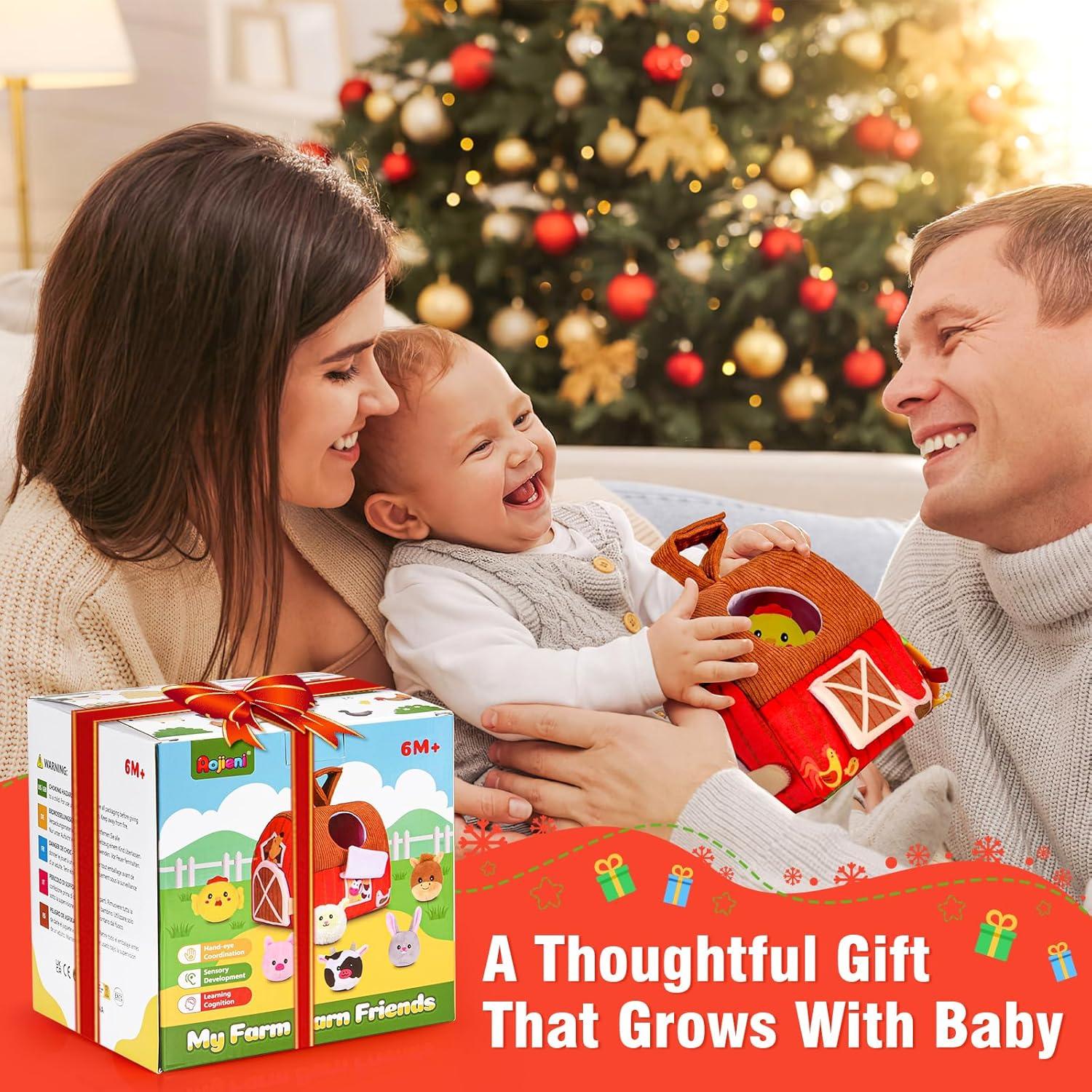 Juguete de Granja de Peluche Montessori para Bebés 6-12 Meses