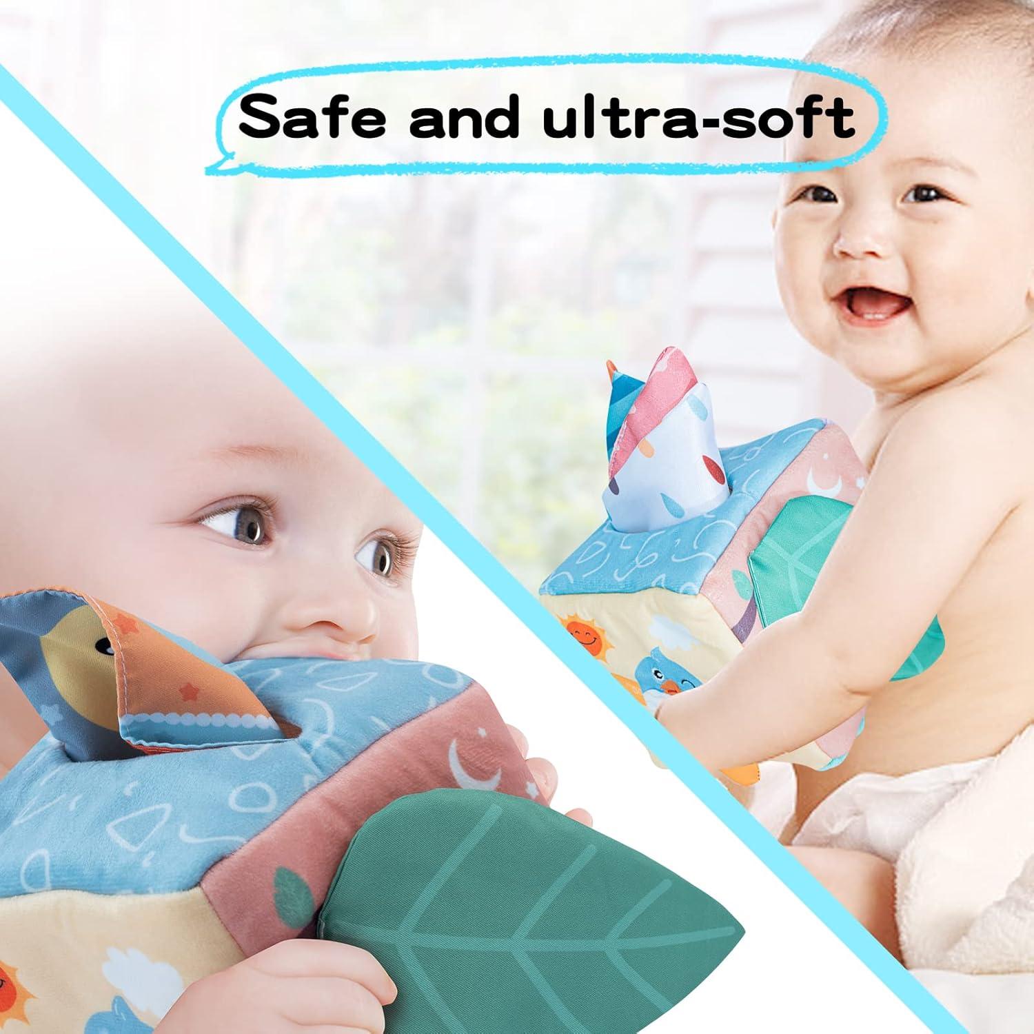 Juguete Sensorial de Caja de Pañuelos Twefex para Bebés 6-12 Meses